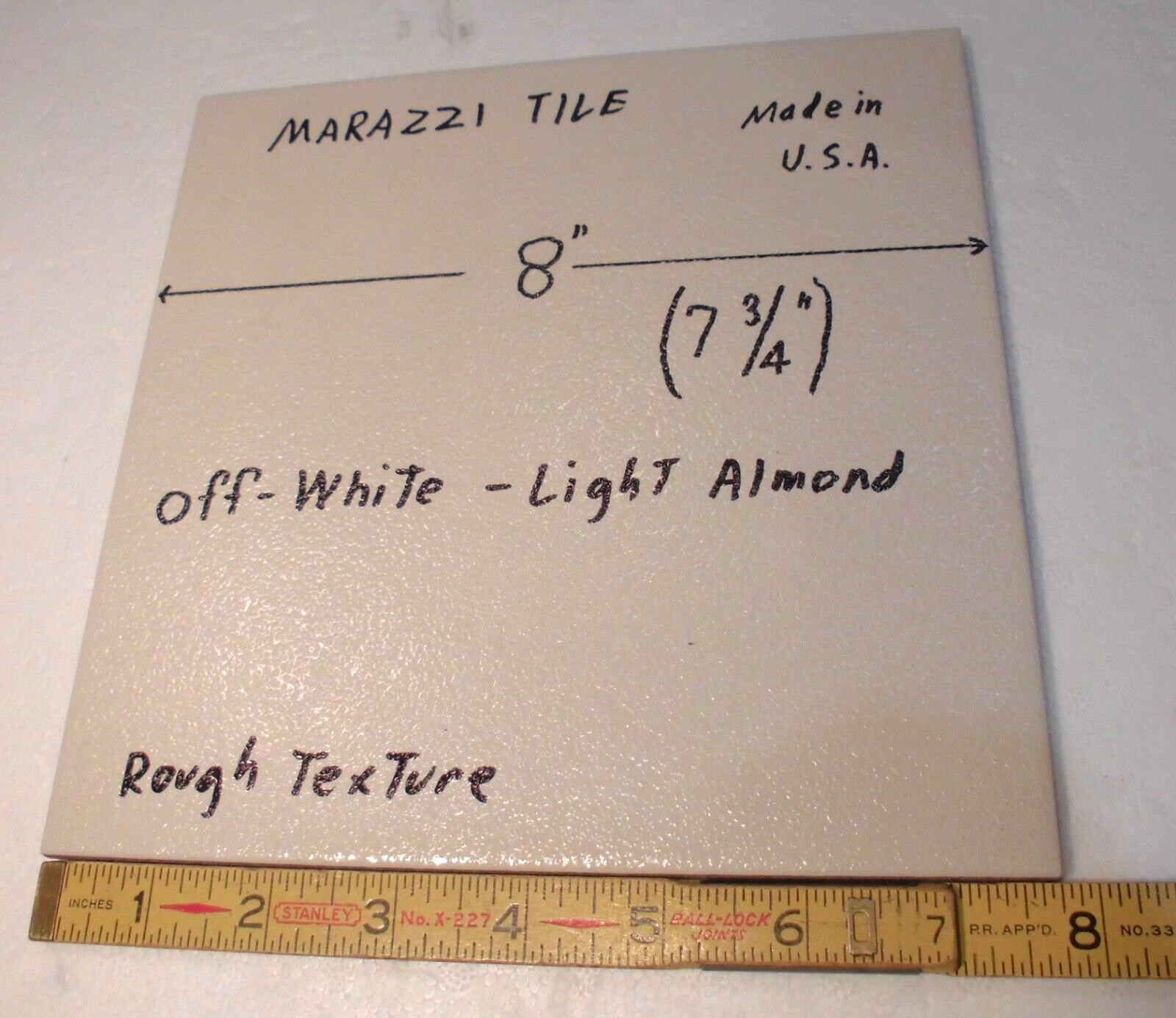1 pc. Off-white – Light Almond: 8″ Ceramic Floor Tile by Marazzi, Rough Texture