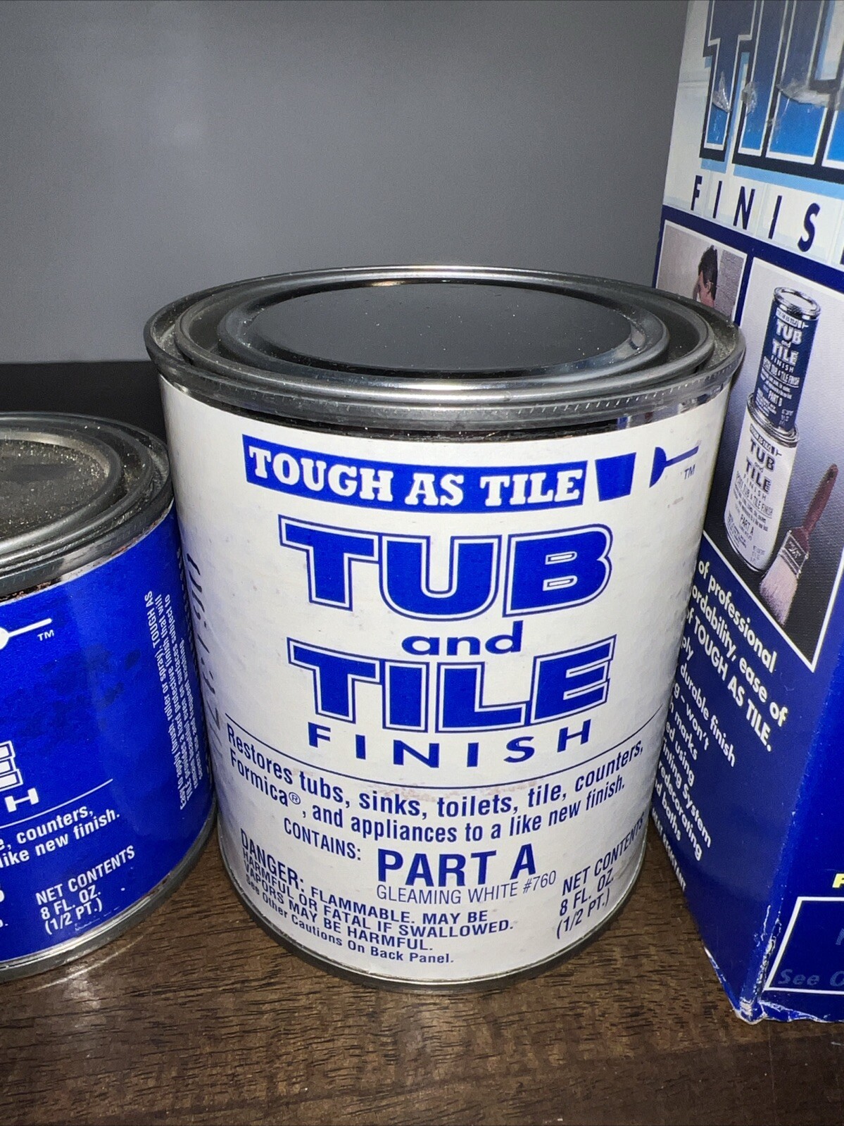 Tough As Tile Tub & Tile Finish 760 Gleaming White USA Cans Never Opened