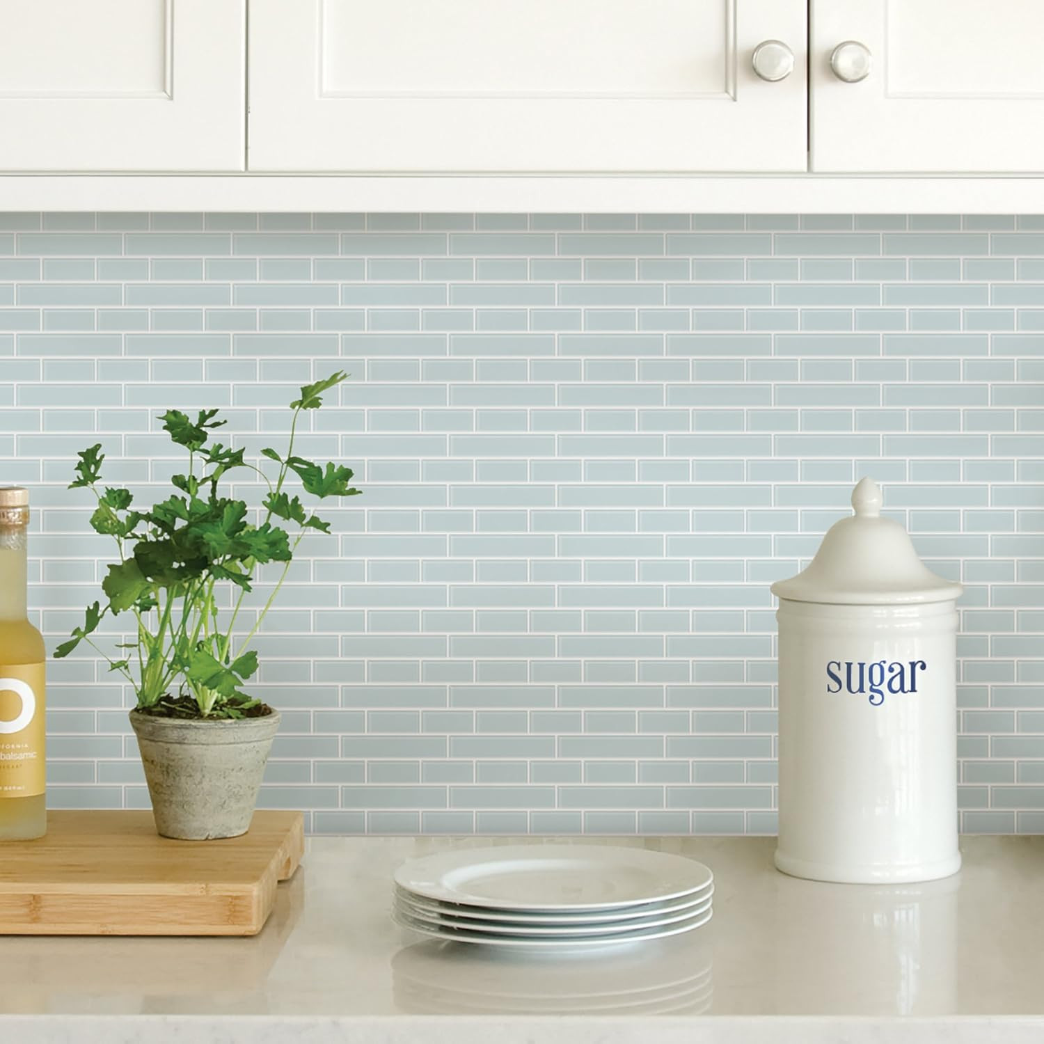 NH2361 Sea Glass Peel & Stick Backsplash Tiles, Blue