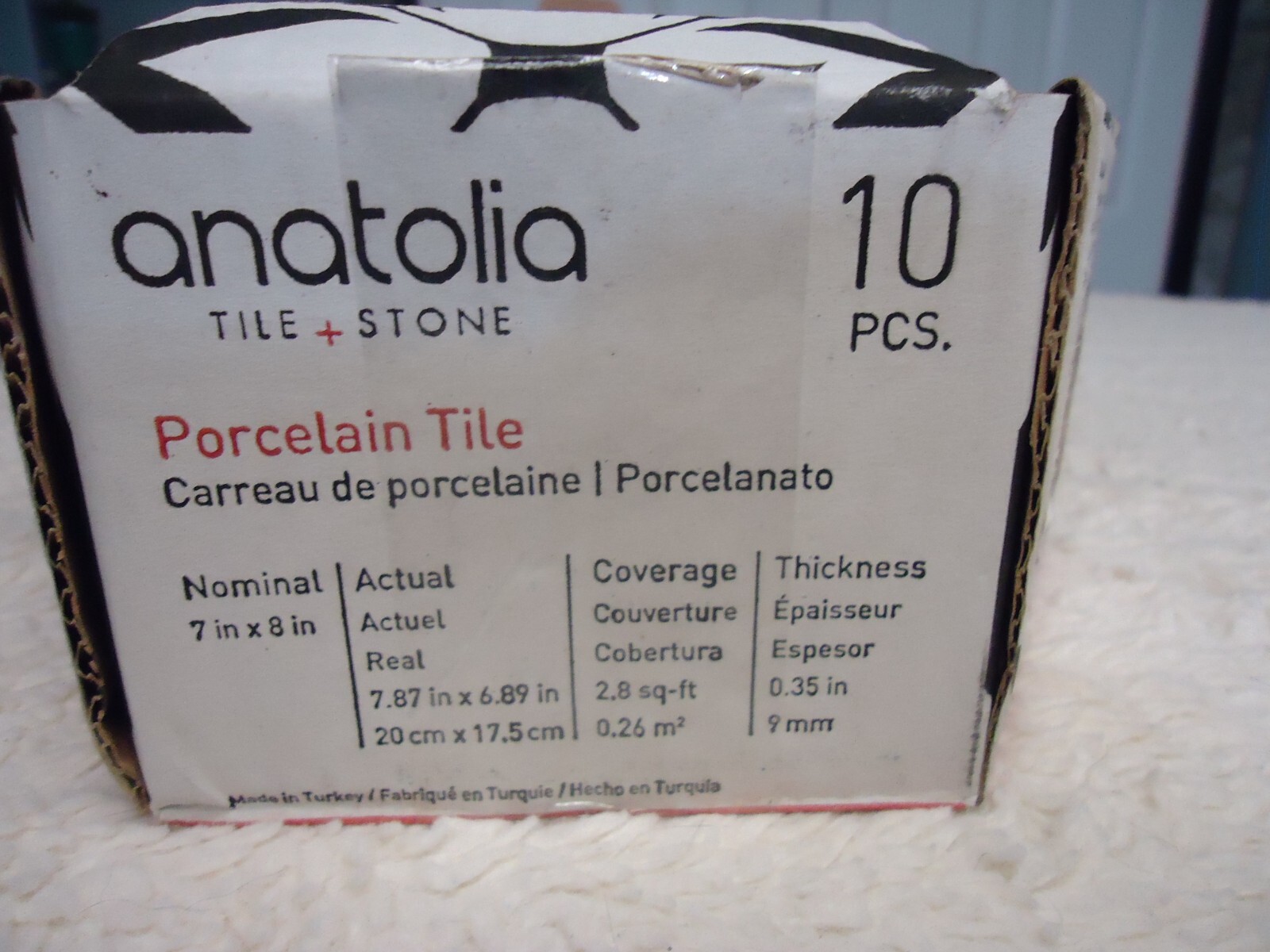 ANATOLIA HEXAGON PORCELAIN TILE 10 PK LIGHT BLUE & WHITE FRAME 6.89″ X 7.87″