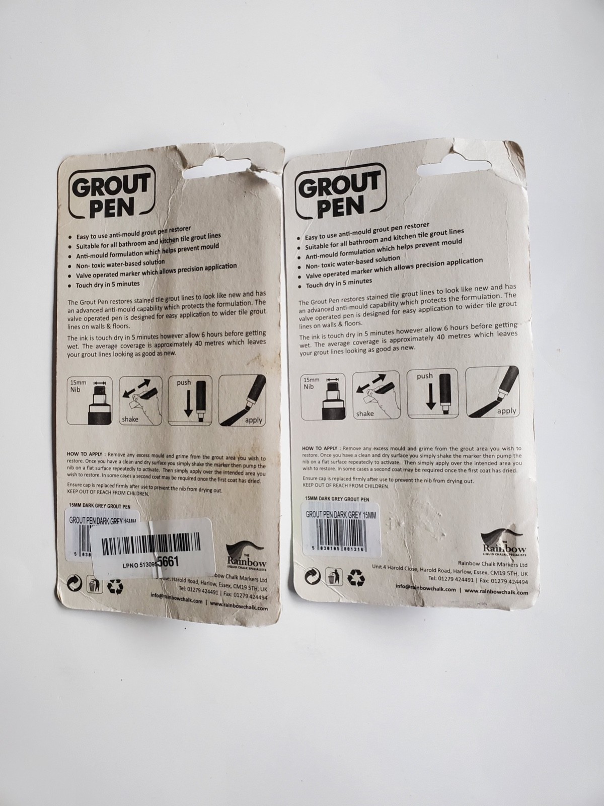 Grout Pen Dark Grey Tile Grout Paint Marker: Wide 15mm Tip ( 20mL) 2 Pack