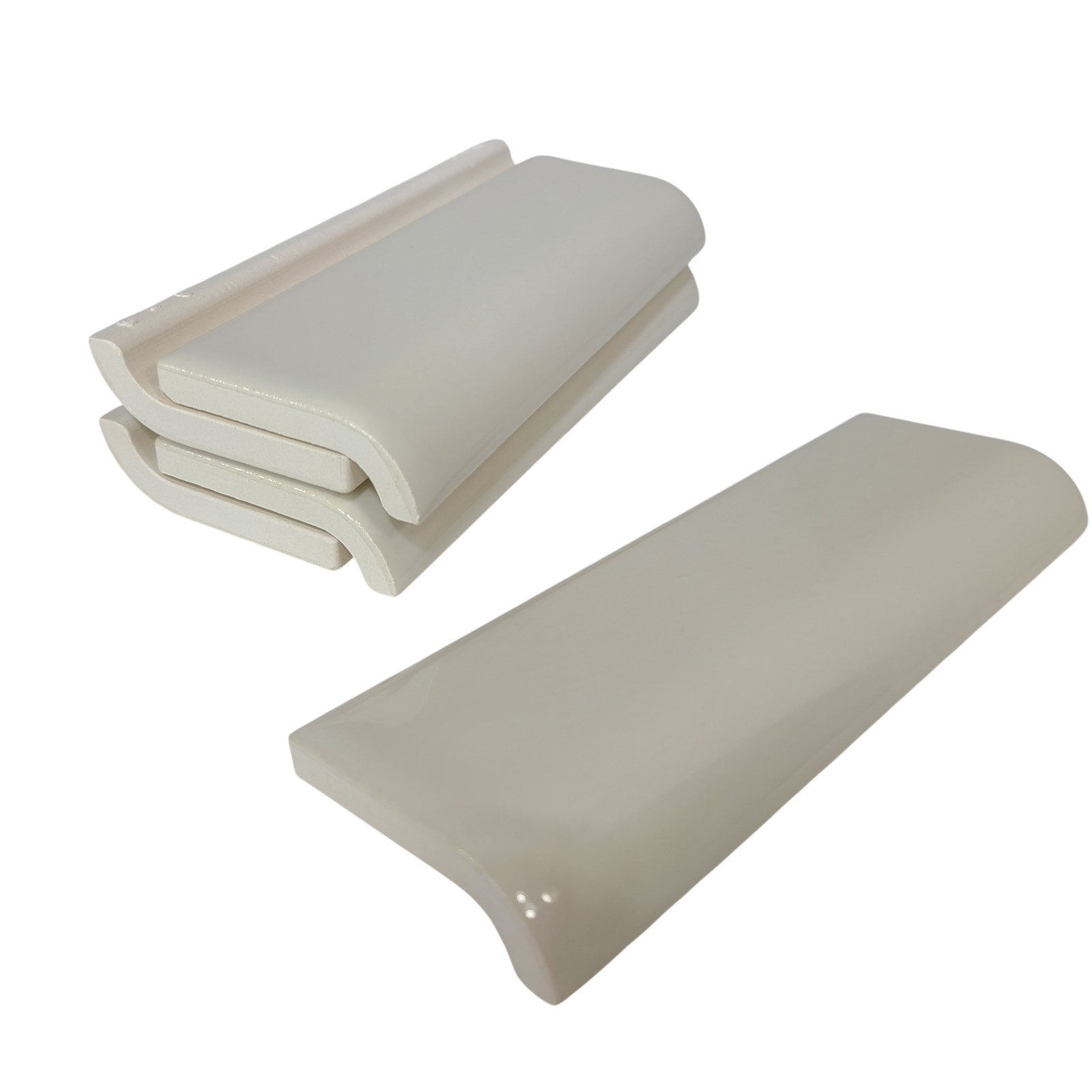 Beige Bone Almond Ceramic Tile Mud Cap 6 x 2 inch Subway Trim Classic Color 006