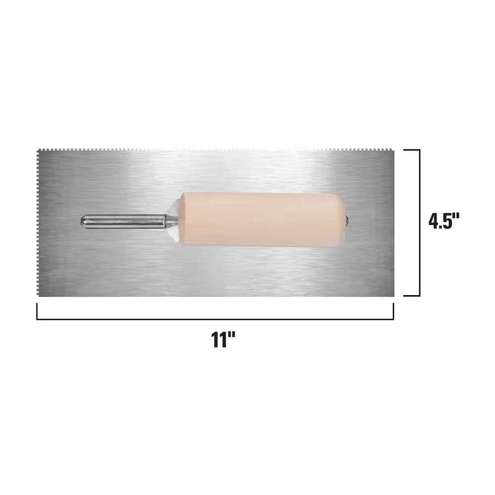 1/16 In. X 1/16 In. X/1/16 In. Square Notch Pro Vinyl Flooring Trowel with Wood