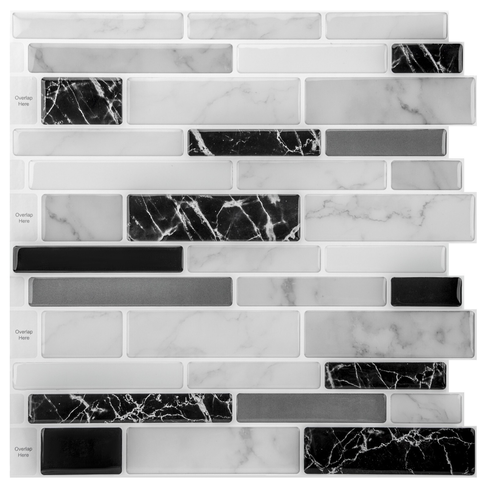 Longking Peel and Stick Backsplash Self-Adhesive Wall Tile Marble Stone 20-Piece
