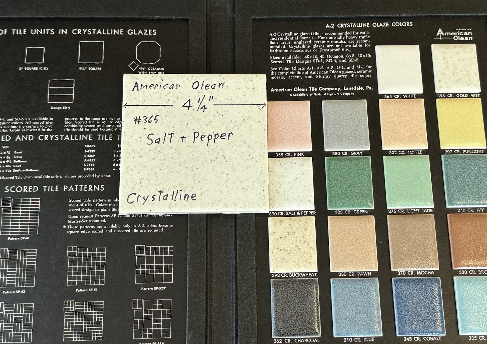 1 pc. Salt & Pepper: 4-1/4″ Crystalline Ceramic Tile by American Olean Co. NEW