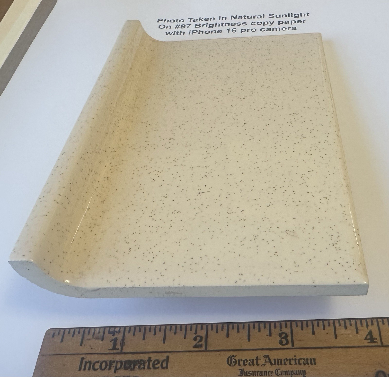 1 pc. Buckwheat 3-7/8 X 6-1/8″ Glossy Ceramic Cove Base Tile, florida, Flat Top