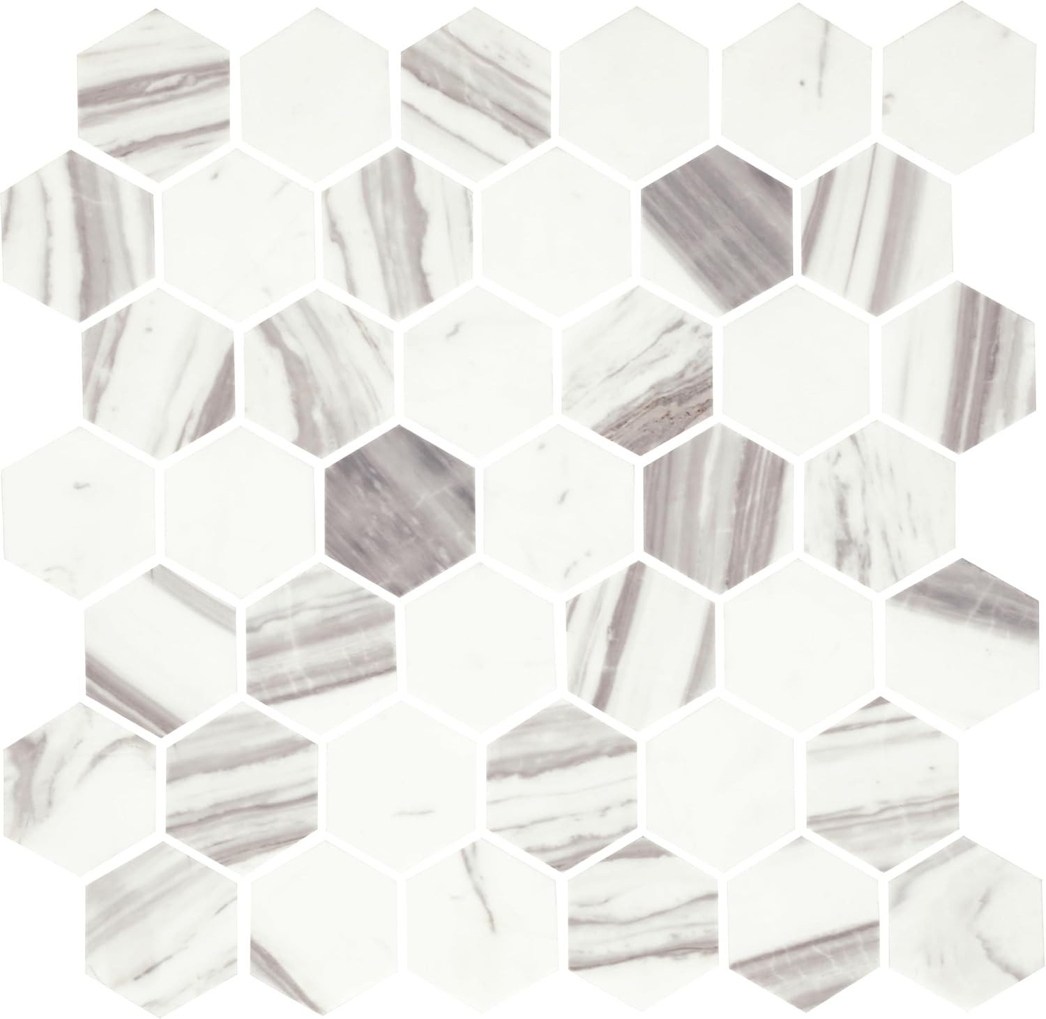 Eclessia Hexagon Marble Mosaic Tiles – 10 PCS, 9.70 SQFT per Carton