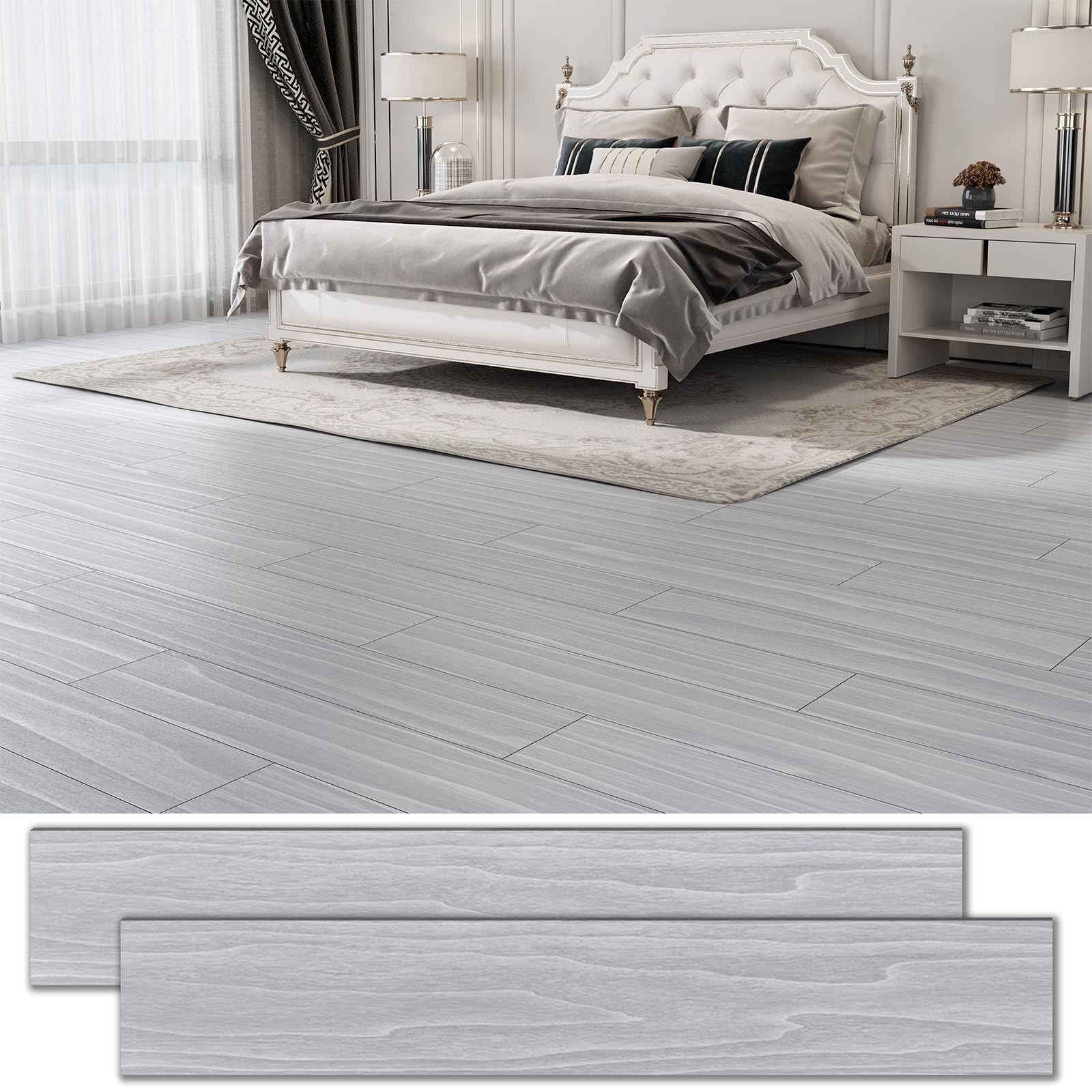 30 Sq.Ft. Peel and Stick Vinyl Floor Tiles 36″ x 6″ Wood Look Planks, 20 Pack…