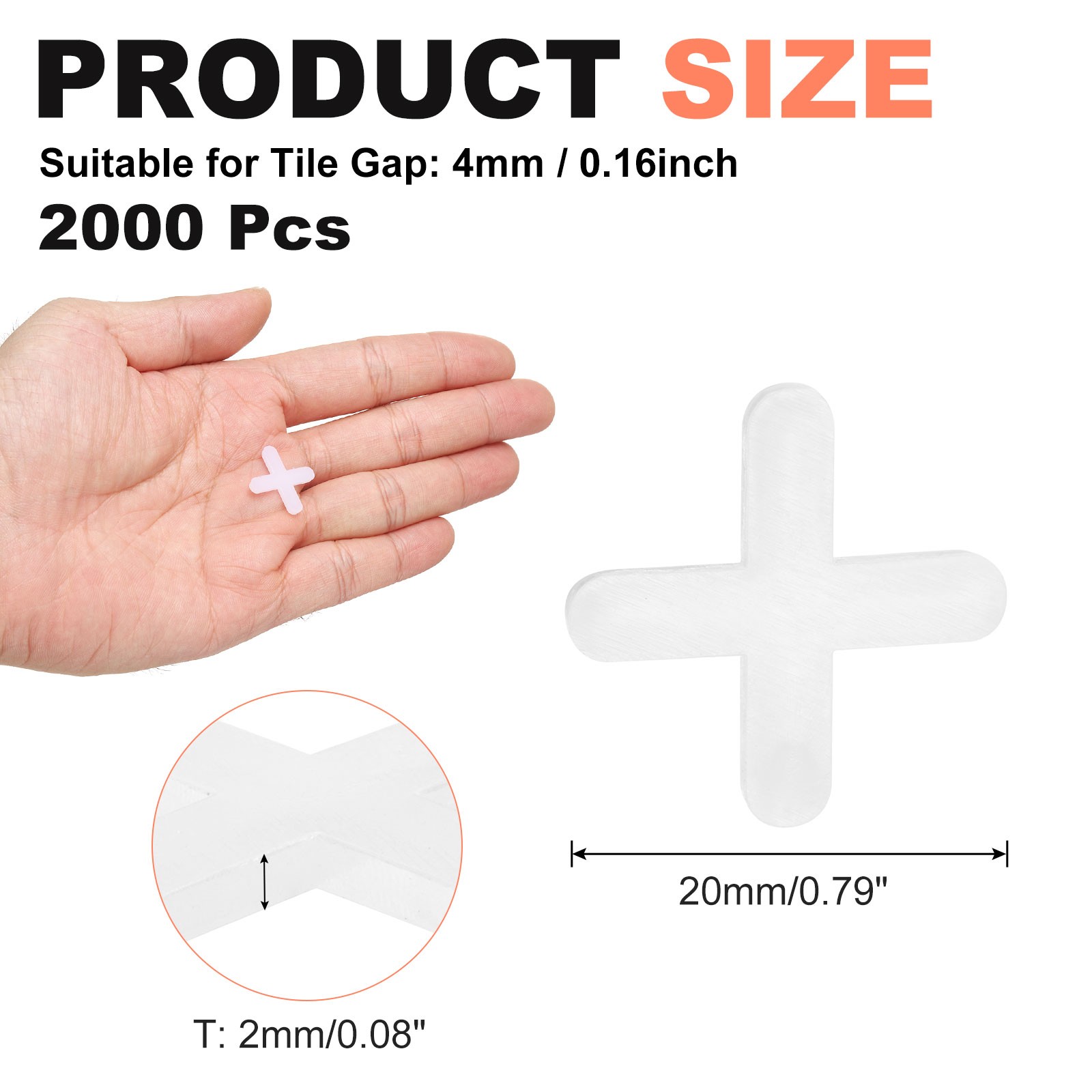 For 2000 White Plastic 5/32″ 4.0mm Tile Spacers