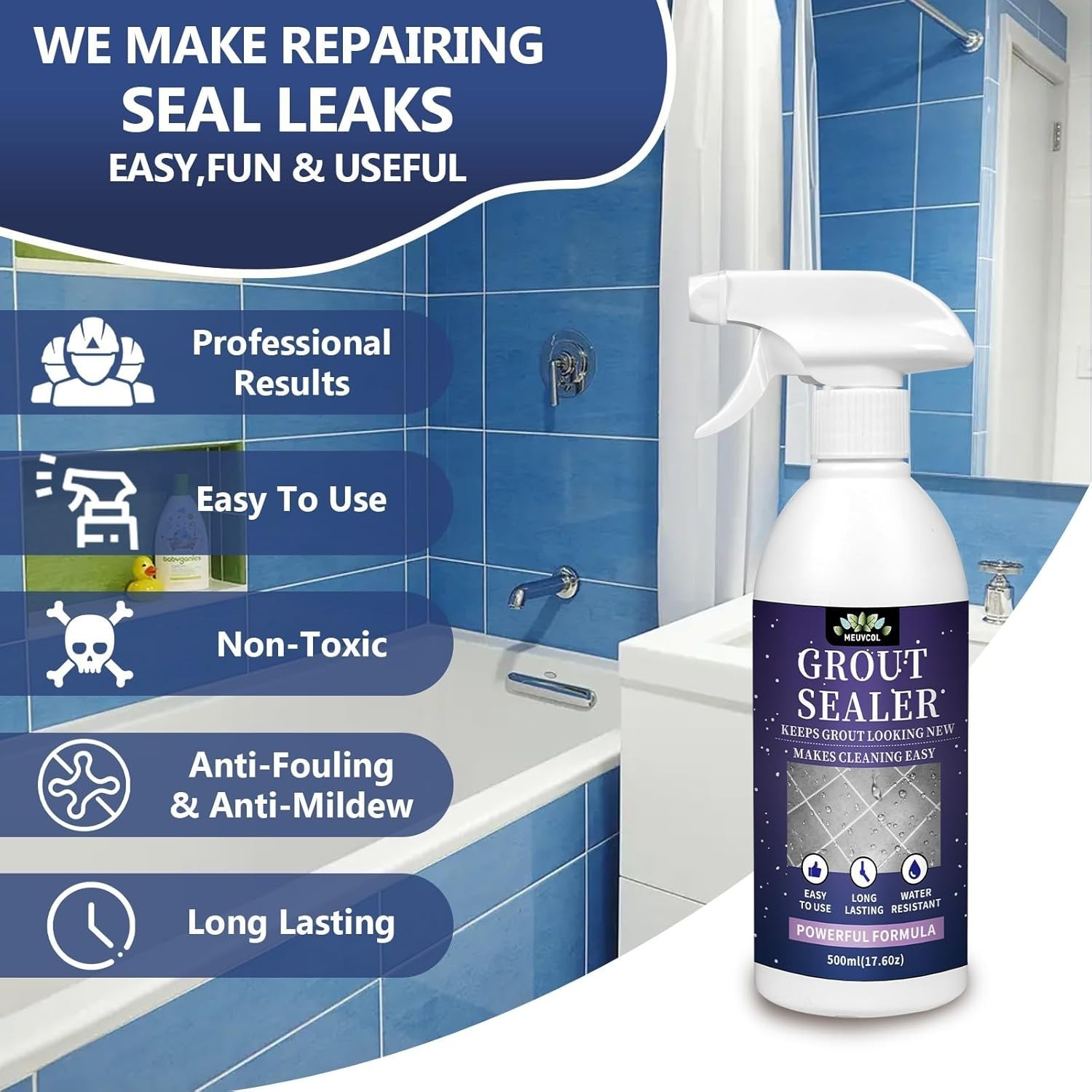 17.6 oz Non-Toxic Grout Sealer for Floors, Showers, Kitchens – Safe & Effective