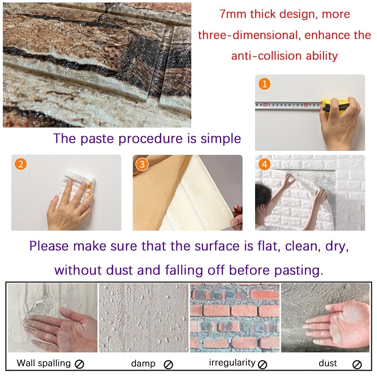 7mm Thick Anti-Collision self Adhesive 3D Wall Panels Peel and Stick,10-Pack …