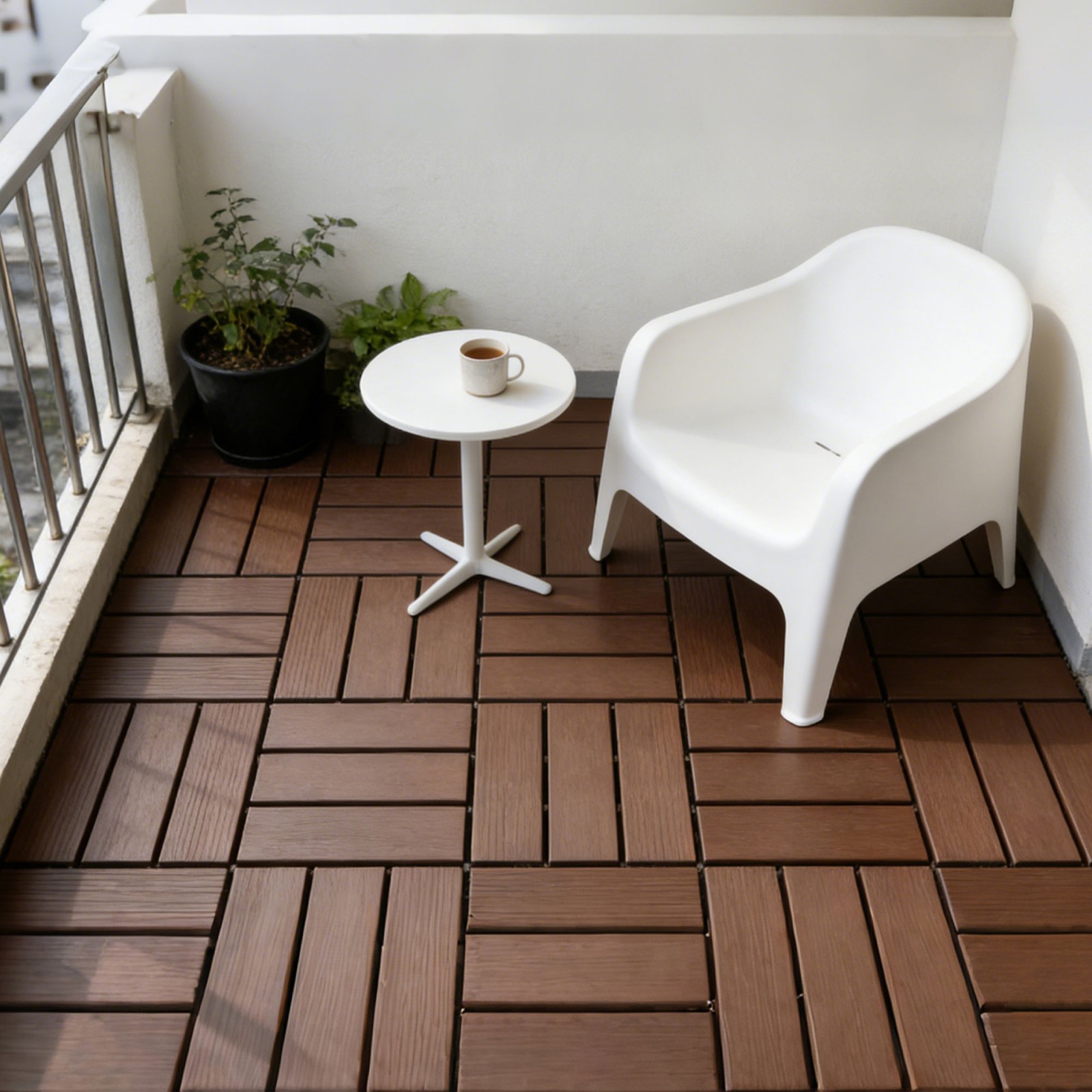 68-Pack 11.42″x11.42″ Interlocking Plastic Deck Tiles – 61.60 Sq.Ft Flooring