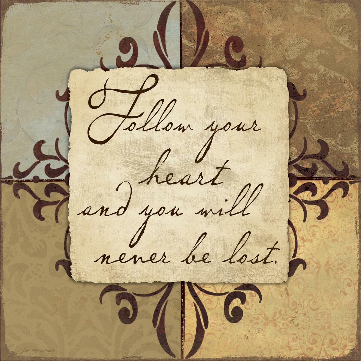 Ceramic Tile Mural Kitchen Backsplash -Follow Your Heart-Inspiration/Affirmation
