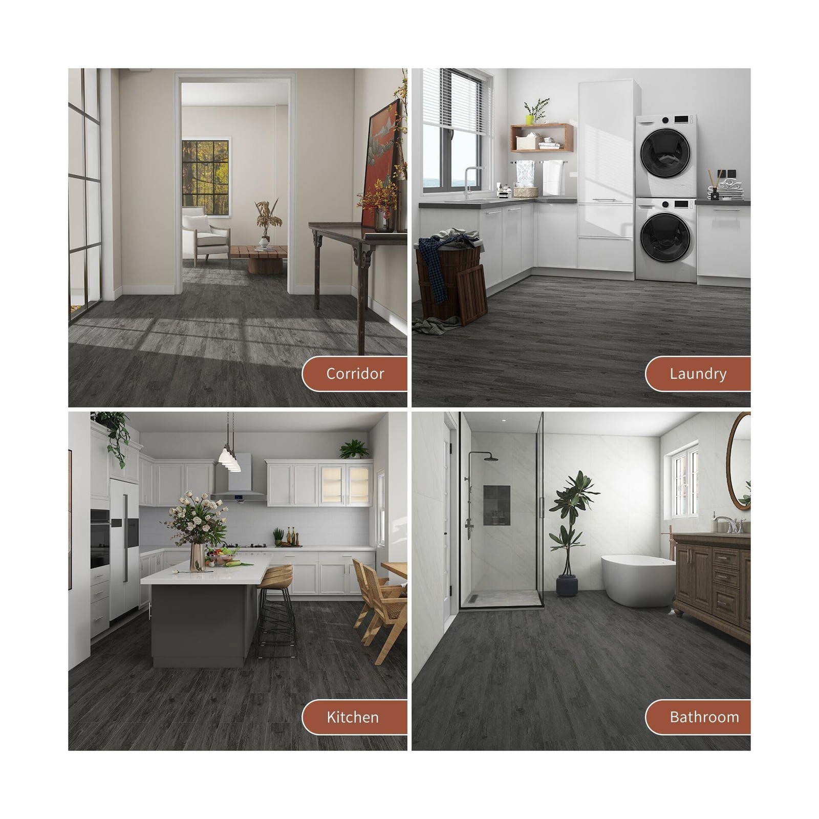 Peel and Stick Floor Tile, 36 Pc Waterproof Heavy Duty Wood Grain Tiles, 36″x 6″