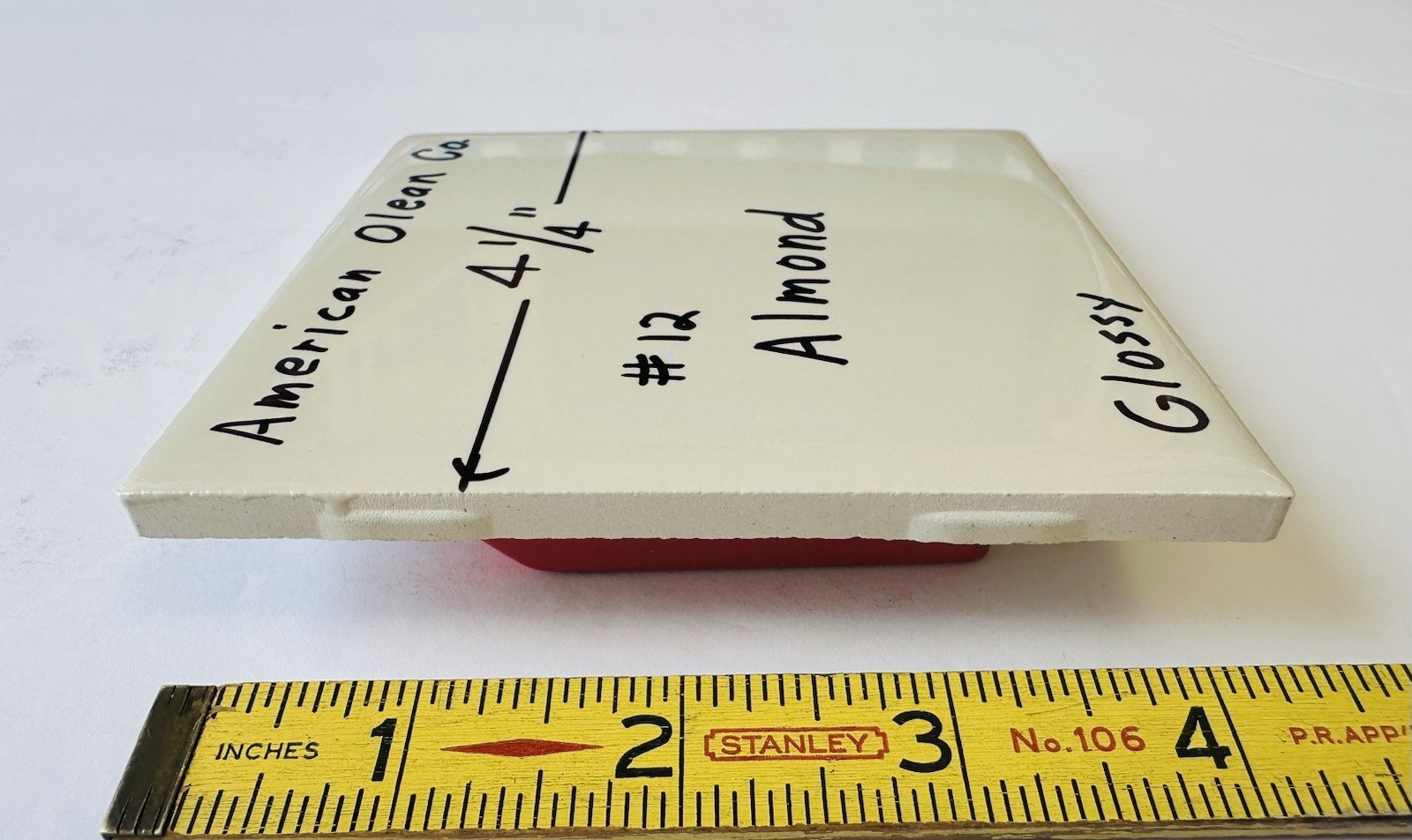 1 pc. Glossy Almond: 4-1/4″ Ceramic Tile by American Olean Co. New Stock