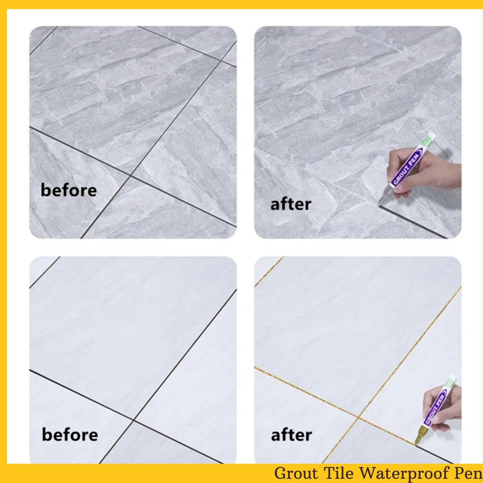 Waterproof Tile Grout Pen Repair Sealer Marker White 8 Colors Bathroom Kitchen