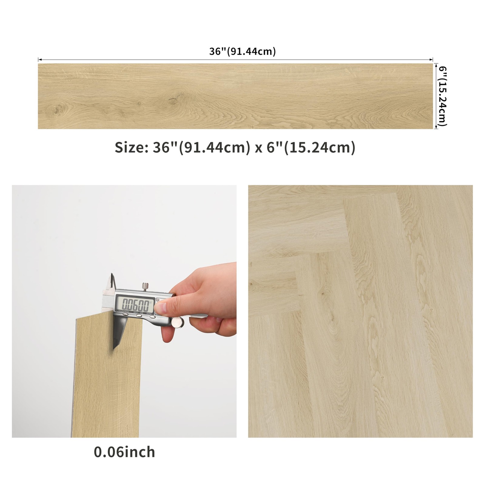 Peel and Stick Floor Tile, 54 Sq.Ft 36 Pieces 36″x6″ Long Vinyl Flooring, 1.5…