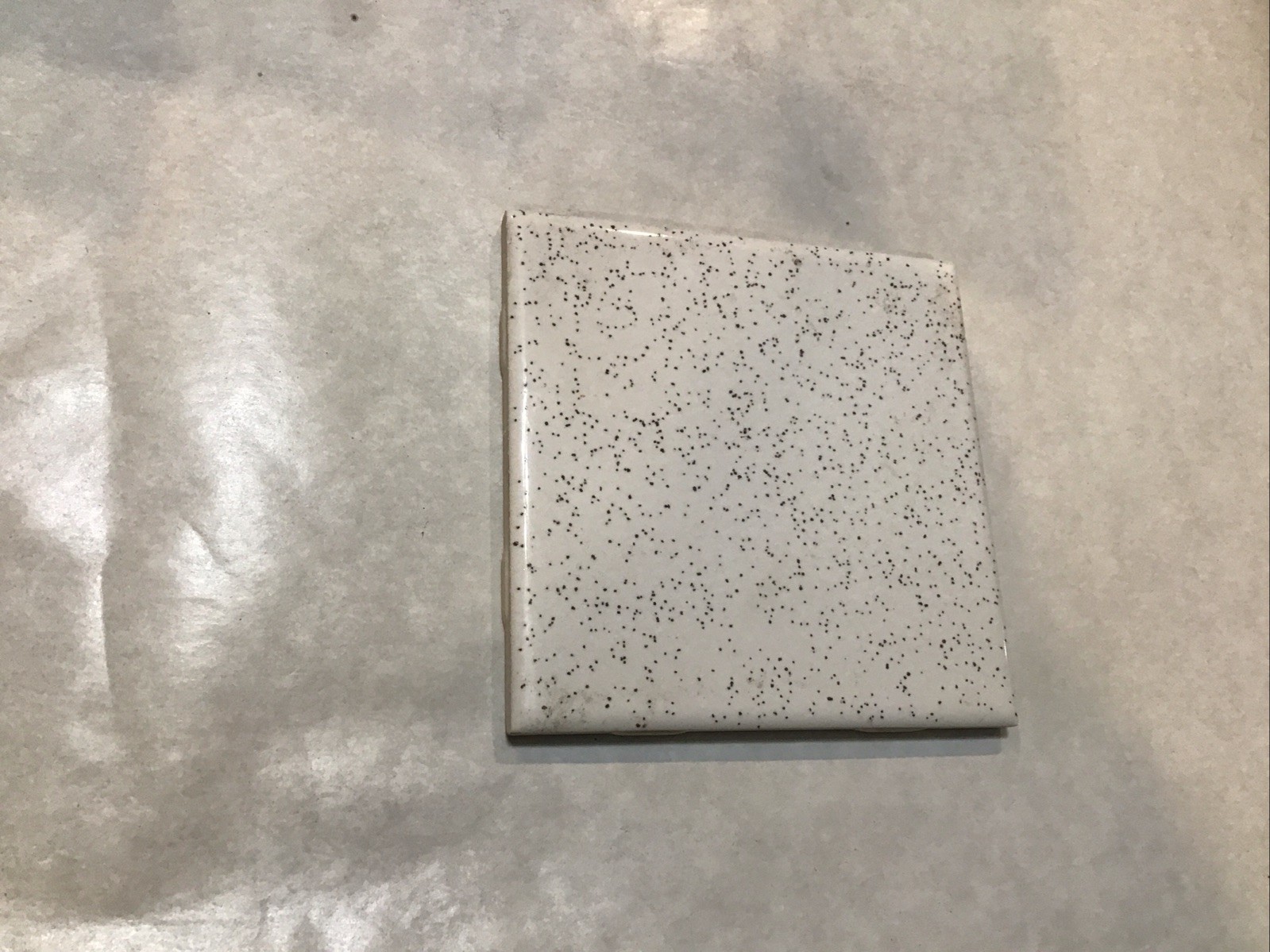 Mid State 4 3/8 White Tile With Black Speckles