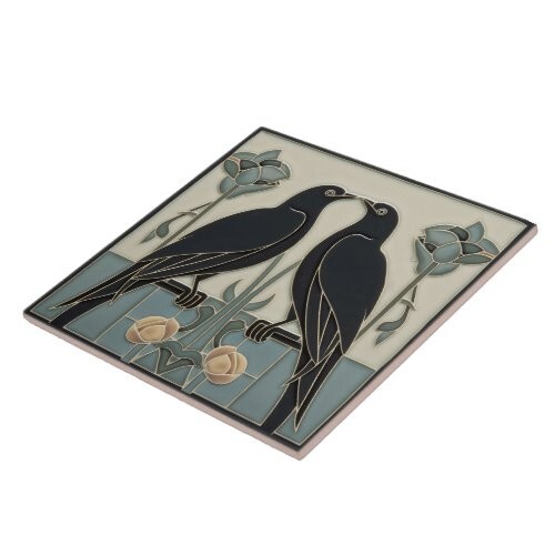 Ceramic Tile Reproduction Art Deco Art Nouveau Vintage Rare Majolica Victorian