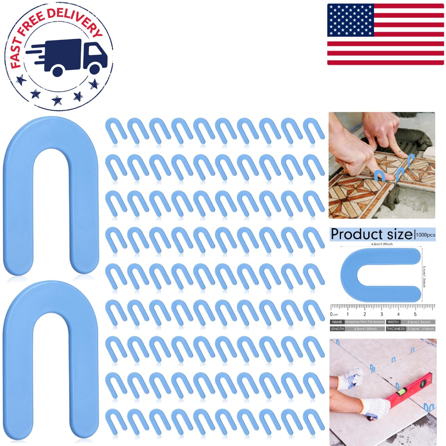 Durable 1/16 Inch Horseshoe Tile Spacers – 1000 Count for Precision Installation