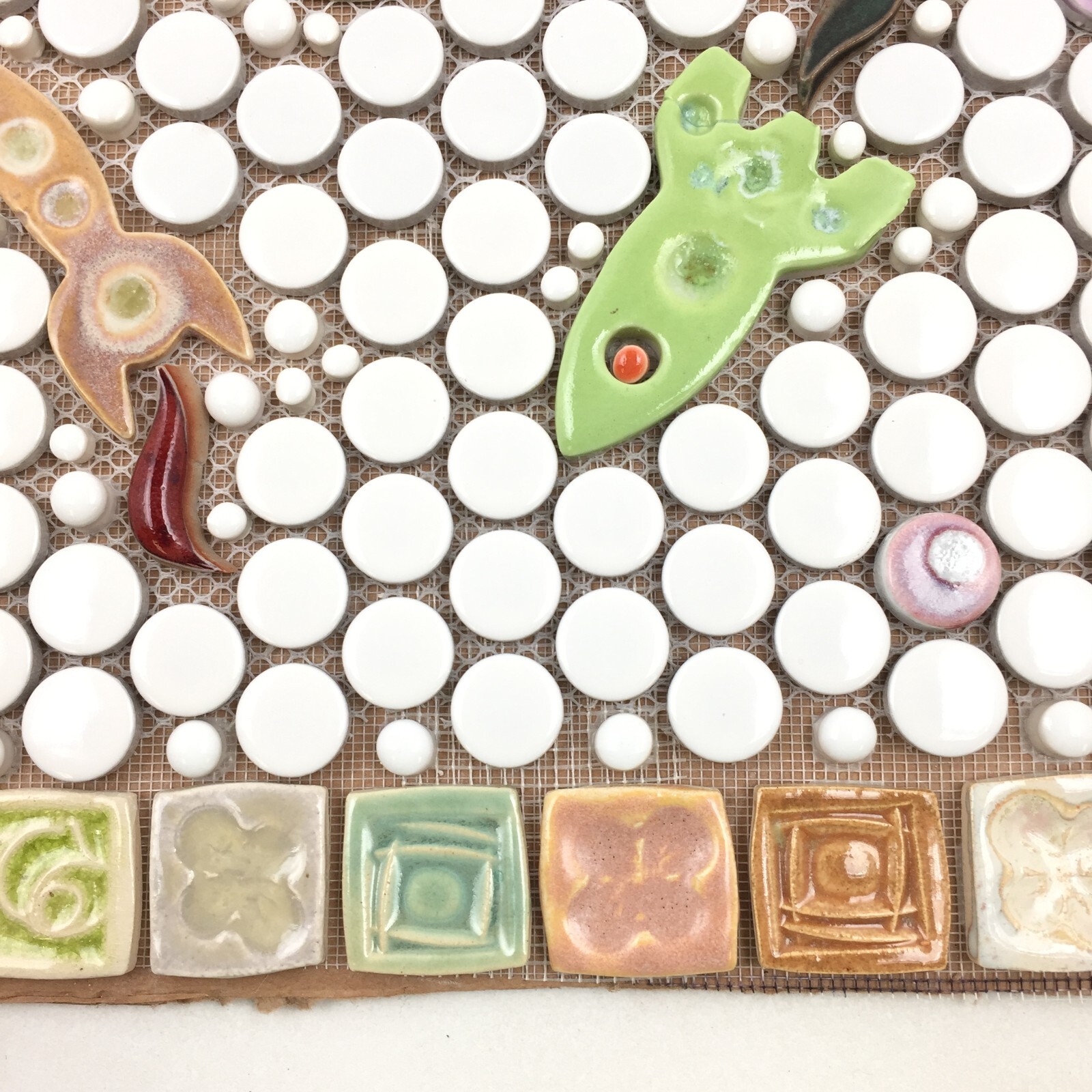 Handmade Tile Mosaic Panel Backsplash 1/4″ Thick, 11.5″ x 14″ Mounted On Mesh