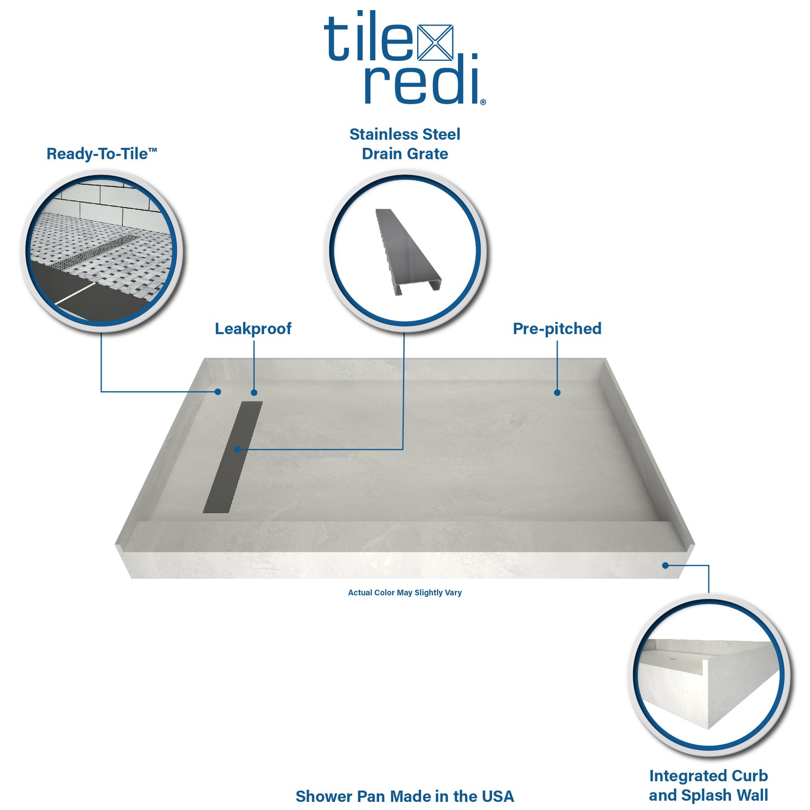 Tile Redi RT3672R-PVC-TBN Redi Trench 36″ x 72″ Rectangular – Tileable