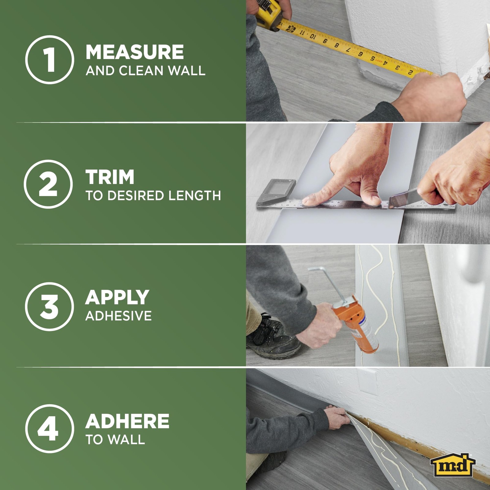 M-D Building Products 4-Inch x 120-Feet Dry Back Vinyl Wall Base, Flexible Dry