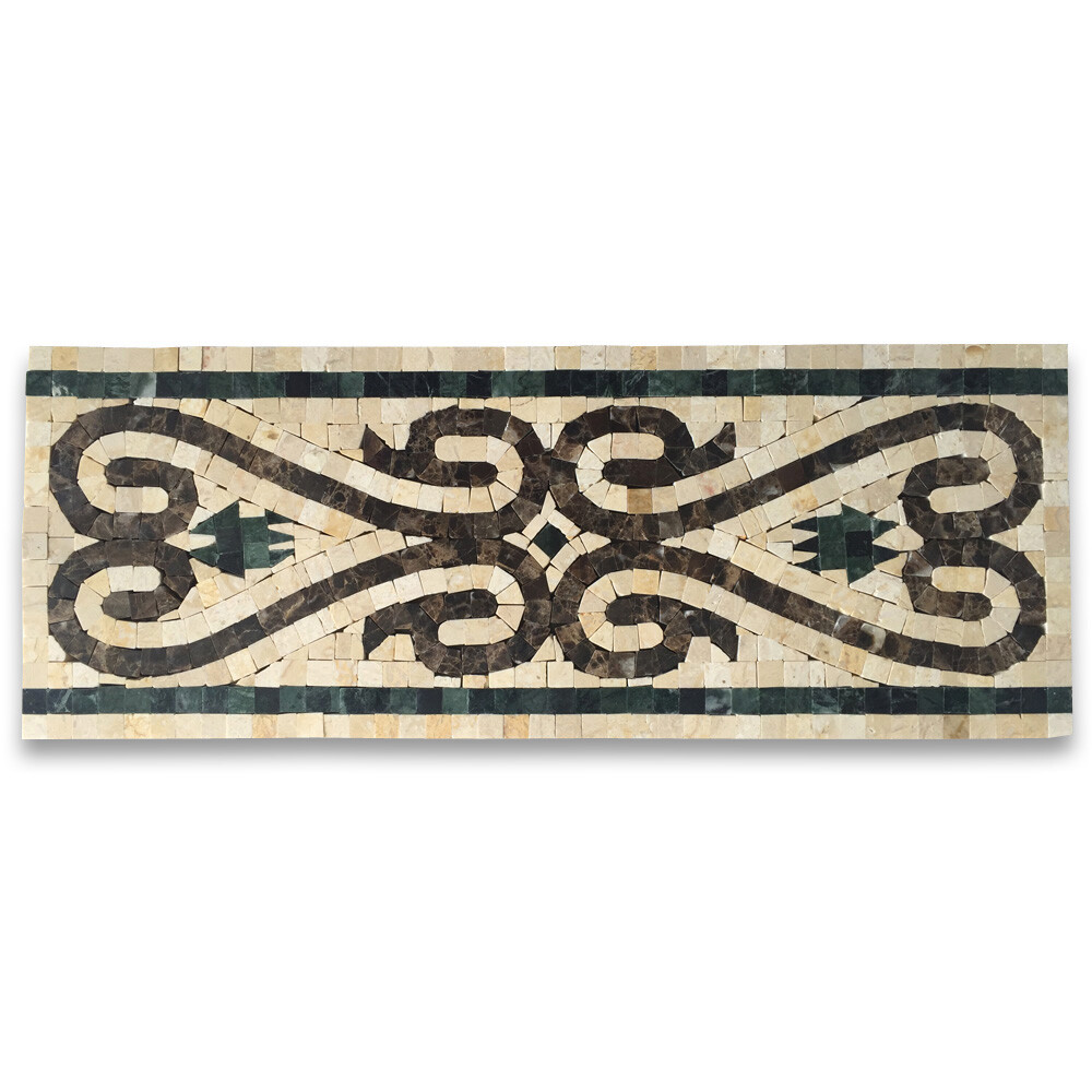 B0075P Marble Mosaic Border Listello Tile Everlasting Emperador 5.9×15.7