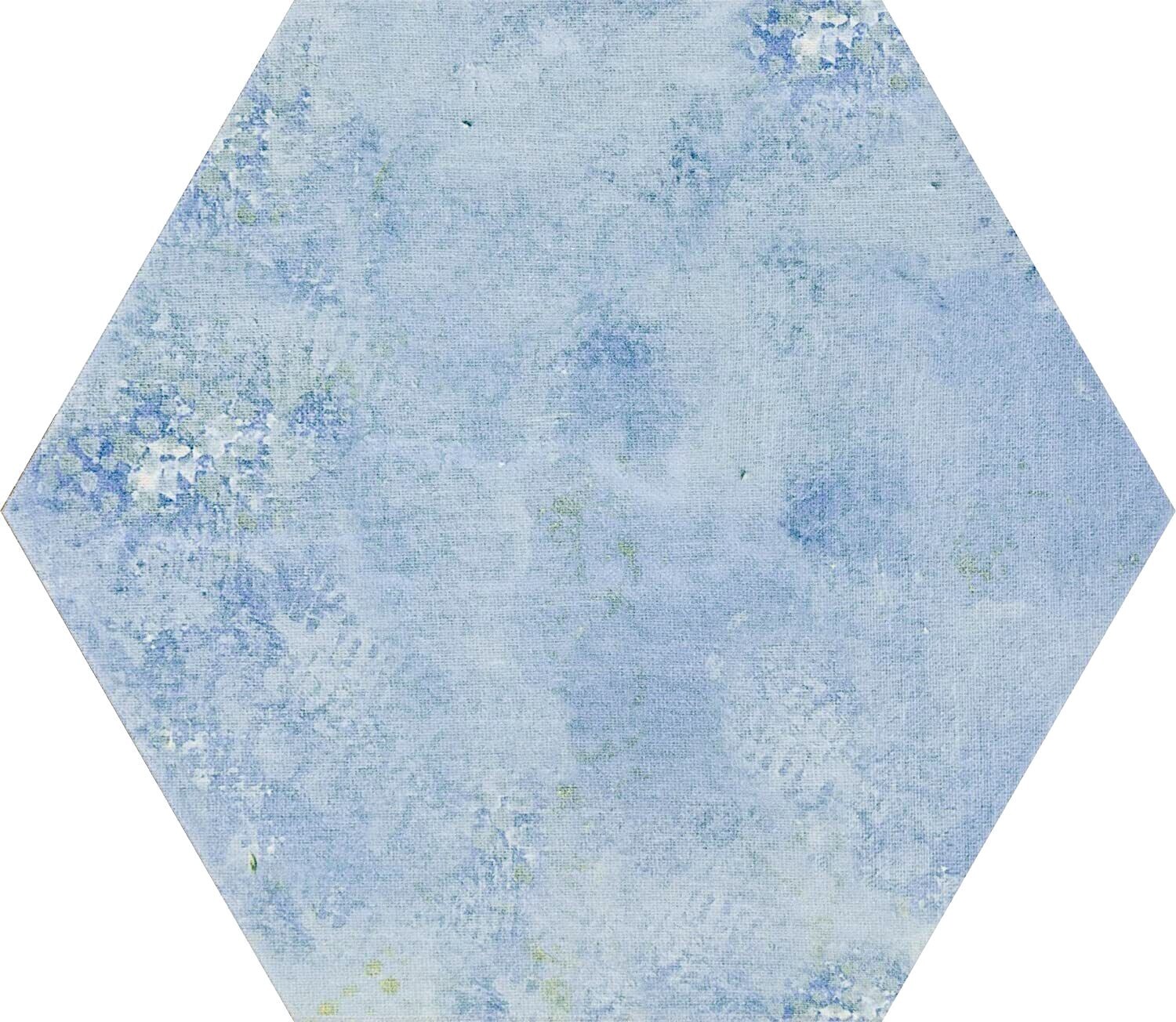 8×9 Natura Collection Cerulean Blue Hexagon Porcelain Floor Tile (BOX OF 10)