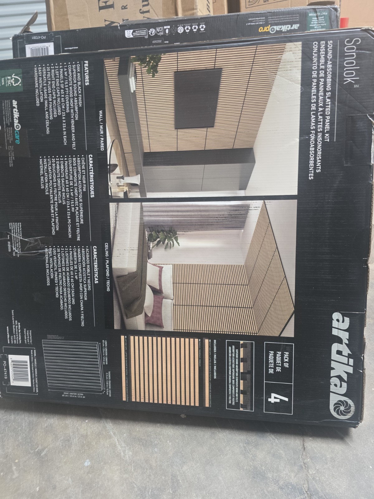 Artika Sonolok Acoustic Slat Wall Panels Kit – Oak & Black or Walnut & Black – 1
