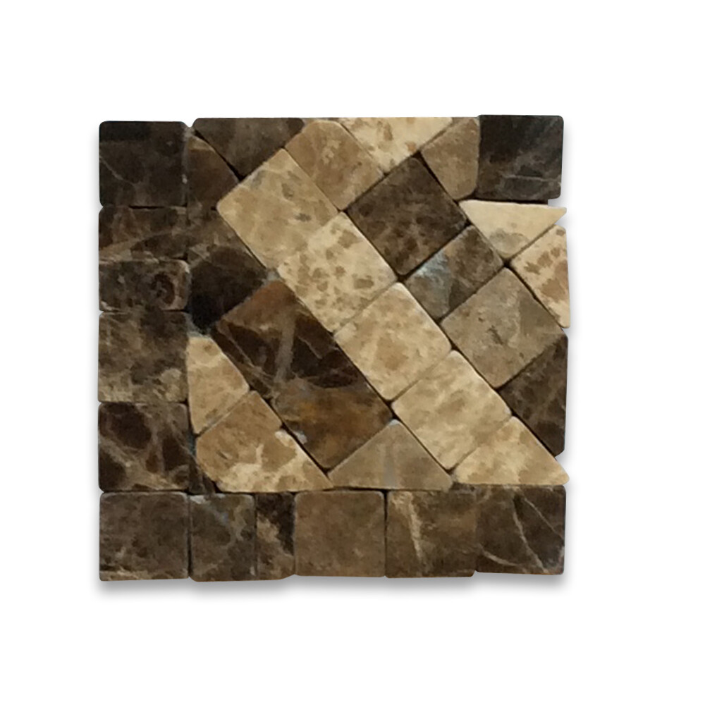 B0089CP Marble Mosaic Border Accent Tile Renaissance Emperador 2×2 Polished