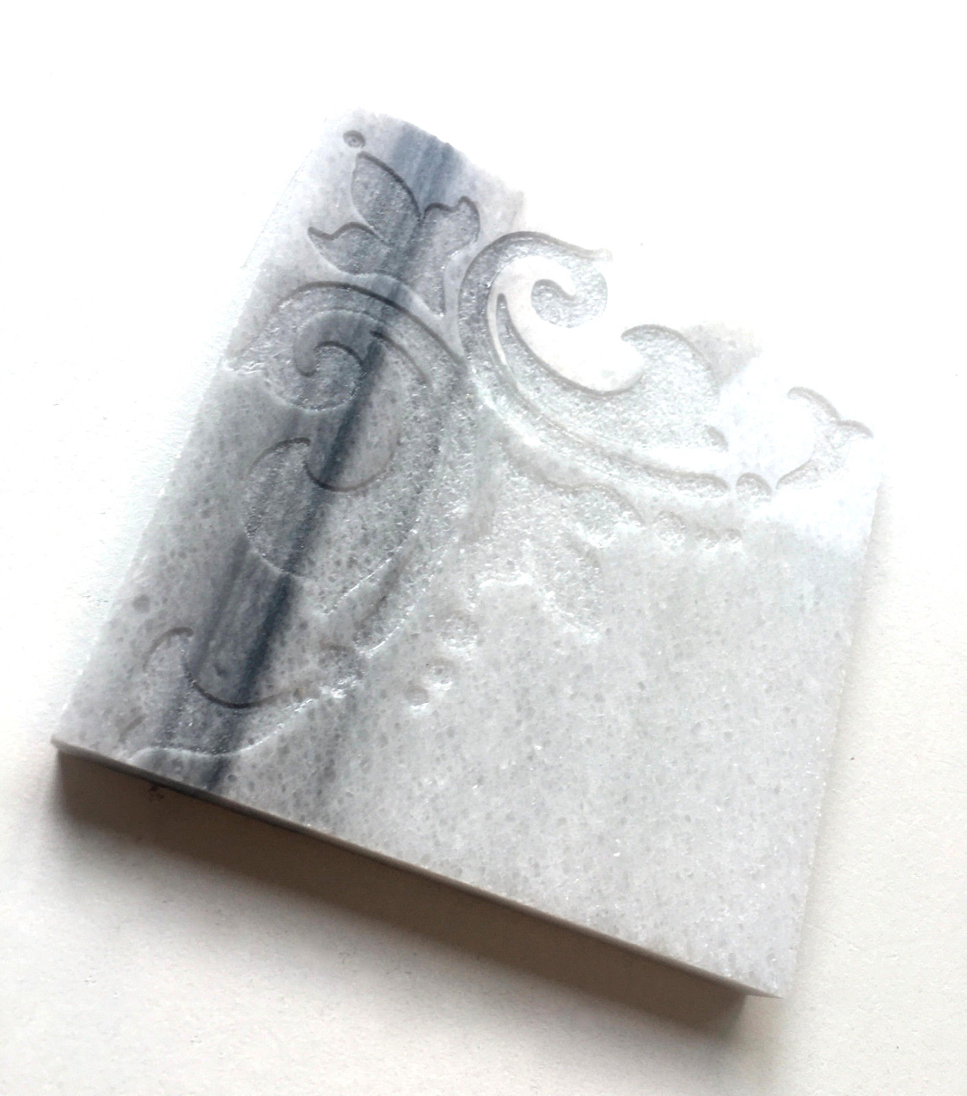 White 4×4 Lilly Hand-carved in Marble Tile Decorative Backsplash Wall