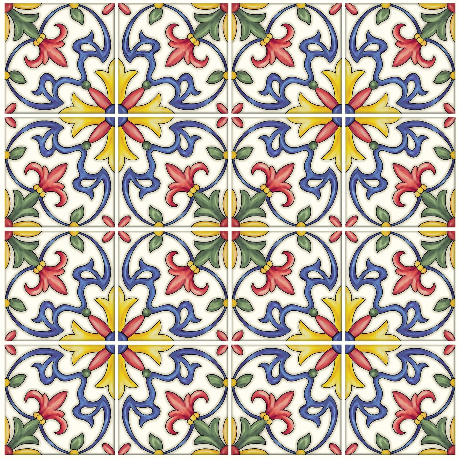 In Home NH2365 Tuscan Peel & Stick Backsplash Tiles, Multi-Color, 4 Piece
