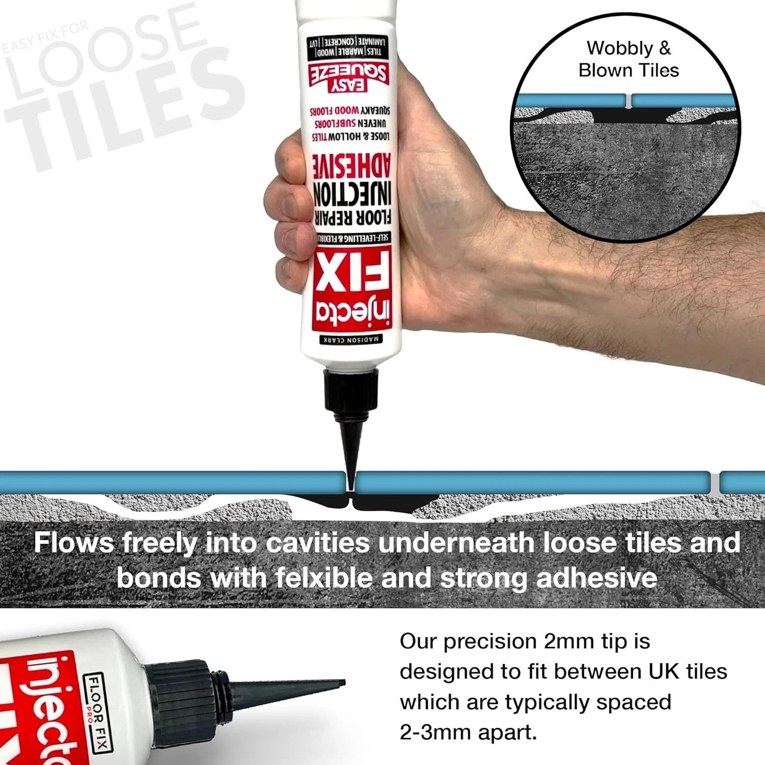 InjectaFIX- Easy Squeeze 300ml Adhesive for Quick Floor & Tile Restoration