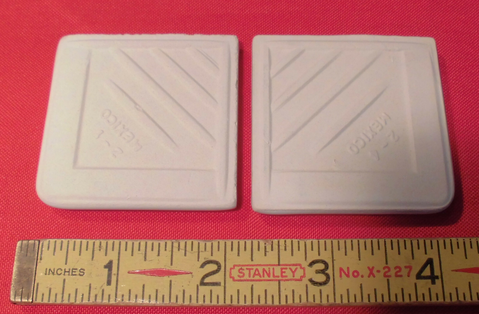 2 pcs. *Designer White* Ceramic Surface Type Tile 2″ X 2″ matte corner bullnose