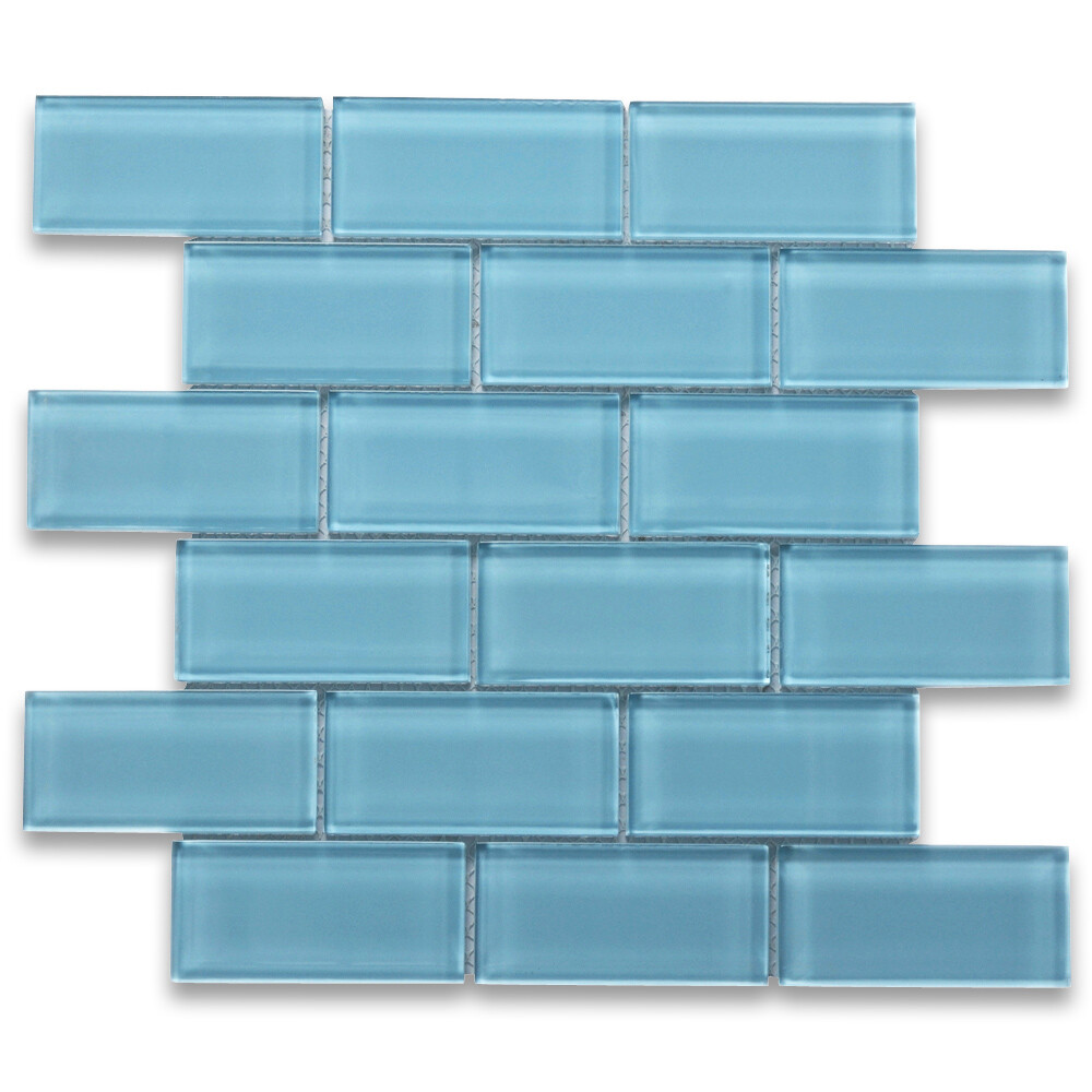 A64004 Glass Mosaic Tile Country Blue 2×4 Subway Tile Kitchen Backsplash