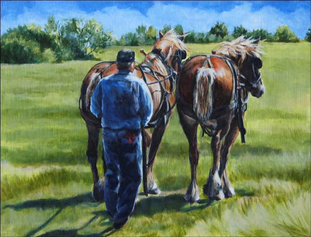 Draft Horses Accent & Decor Tile Debbie Hughbanks Country Life Art DHA025AT