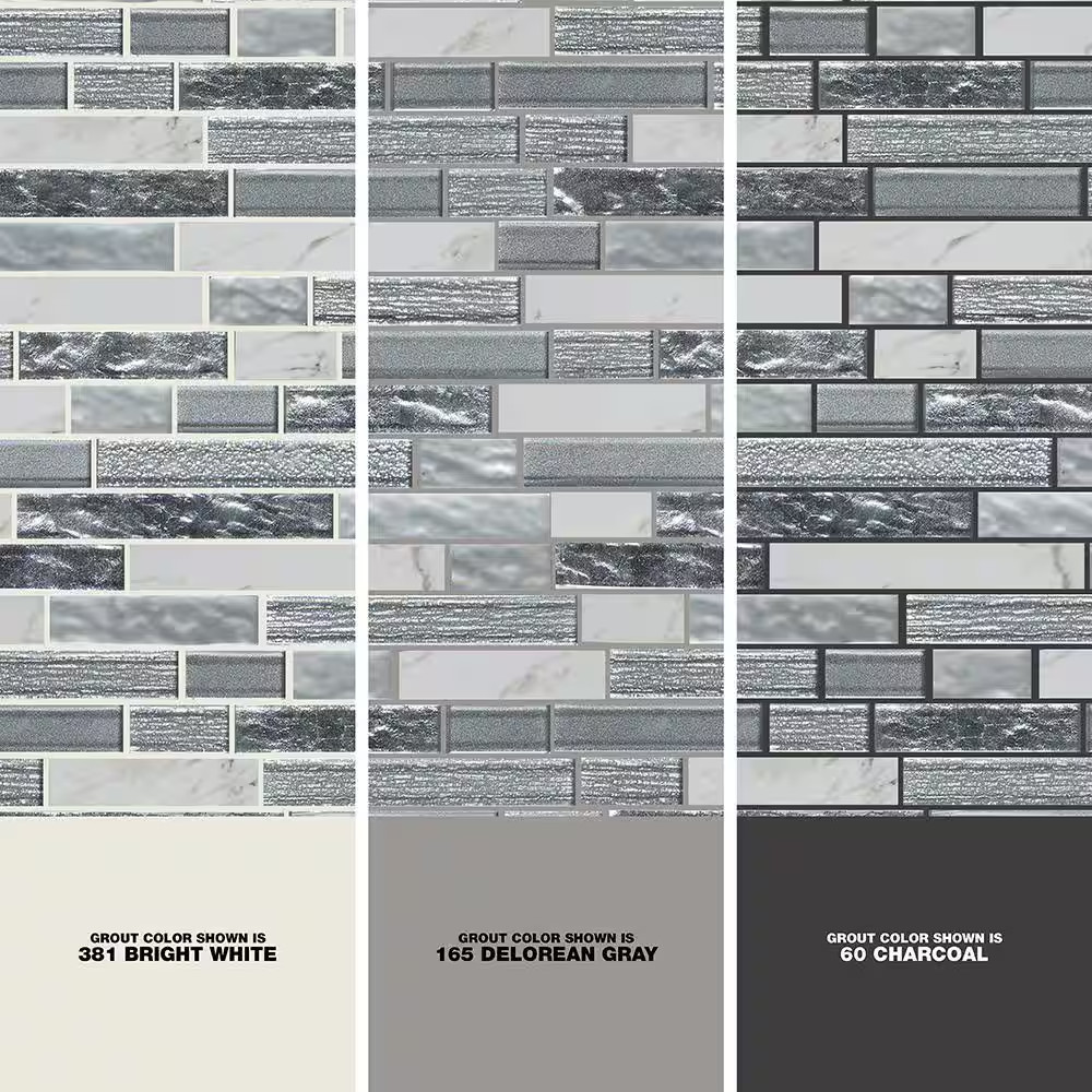 Whistler Ice Interlocking 11.81 In. X 12 In. X 8Mm Glass Mesh-Mounted Mosaic Til