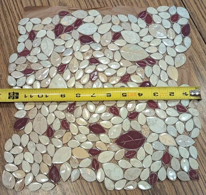 Vintage Made In Japan Multi-Color Porcelain Leaves Wall Tile Floor Pool Tile