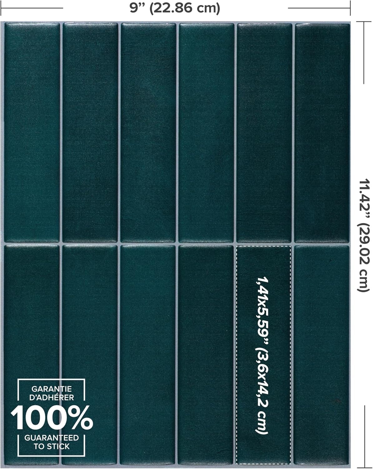 Water-Resistant Peel and Stick Tiles – 5 Pack, 11.43″ x 9″ for Kitchen