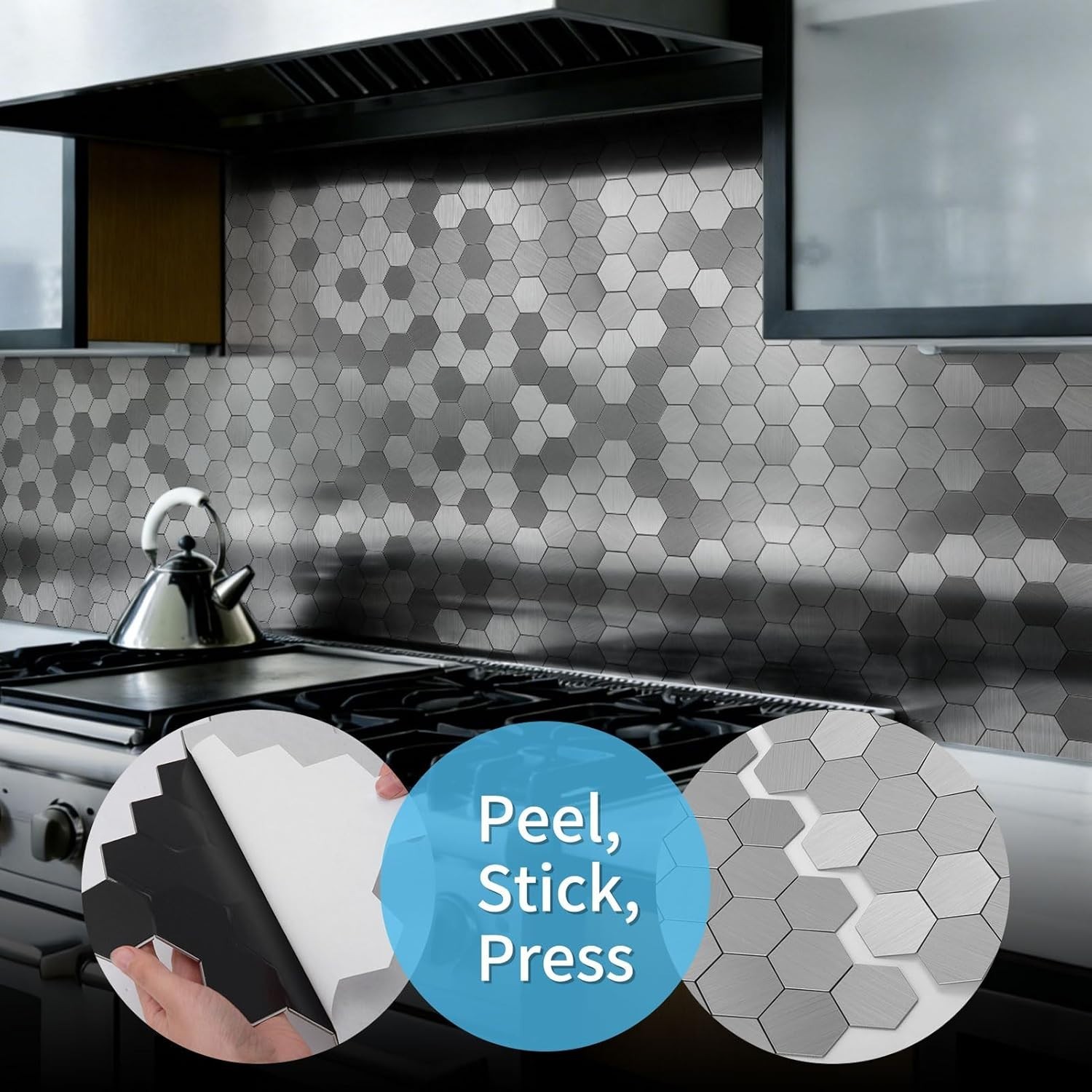 10-Pack Self-Adhesive Metal Backsplash Peel and Stick Tile for Kitchen, 12″ x…