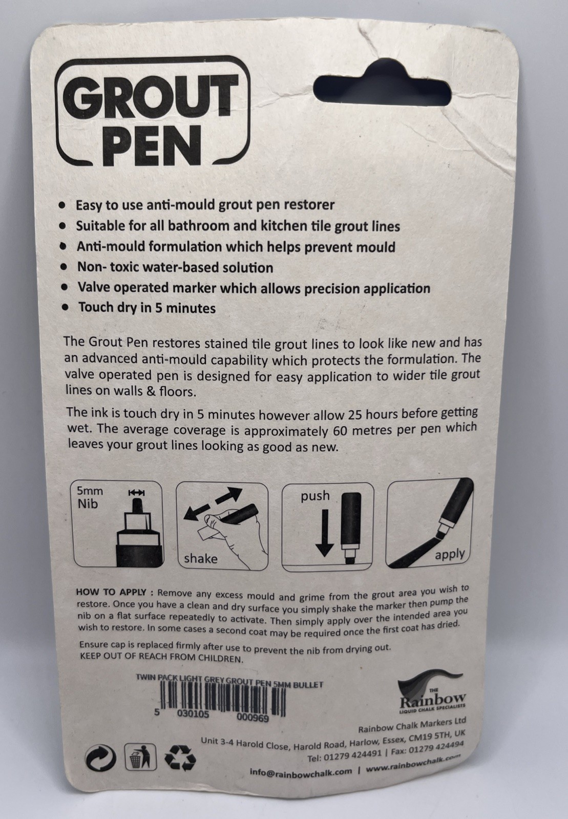 Grout Pen Tile Paint Marker: Waterproof Tile Grout Colorant. NEW FREE SHIPPING