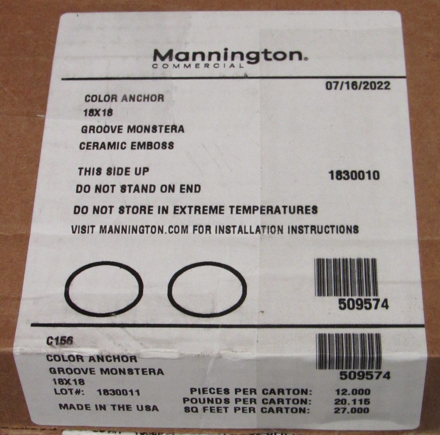 NEW Mannington Commercial Shaw 18×18″ LVT Luxury Vinyl Tile 1800 Sq Ft Glue Down