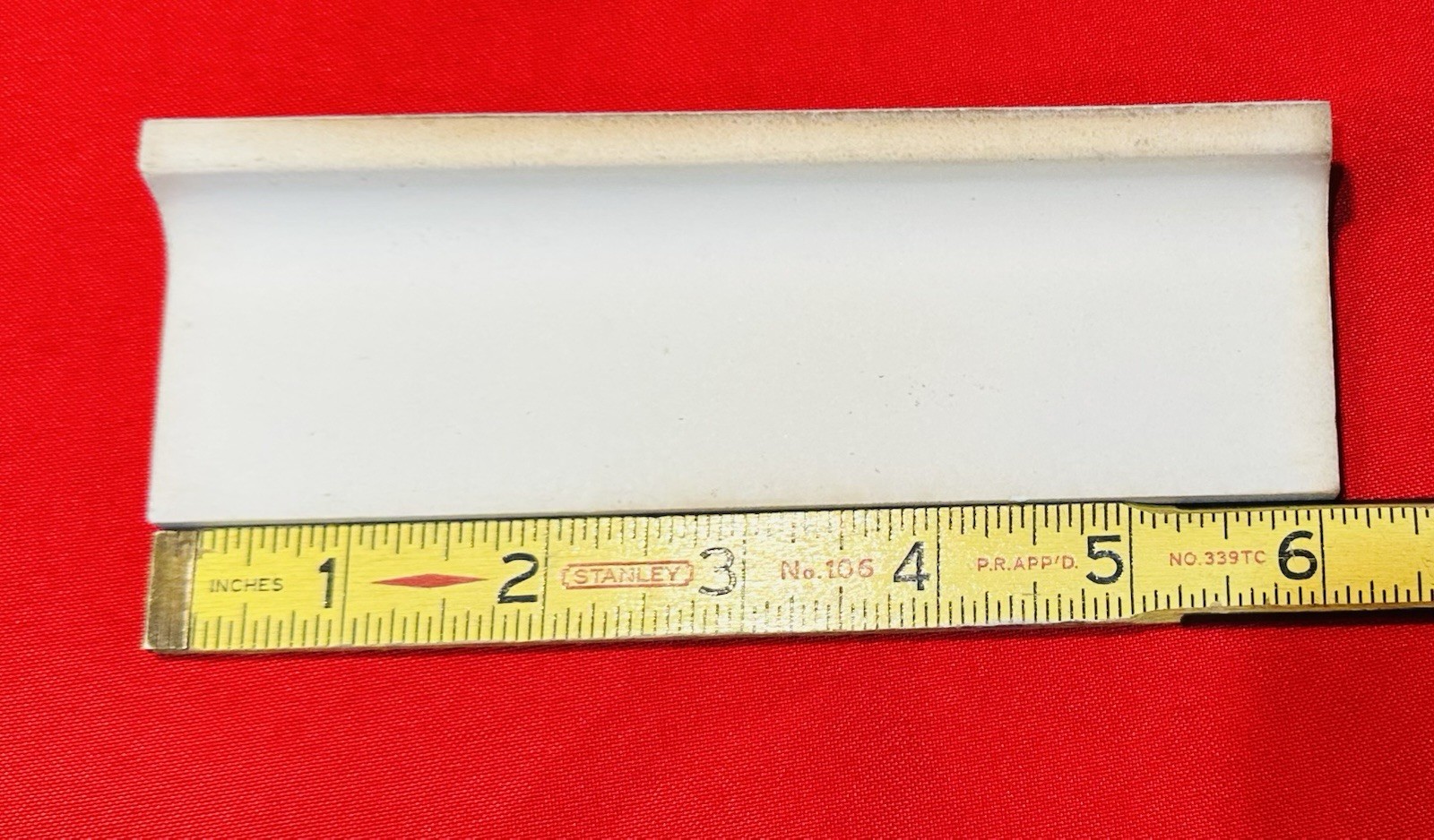 1 pc. Sky Blue: 2″ X 6-1/8″ Glossy Ceramic Radius Bullnose Trim Florida Tile NOS