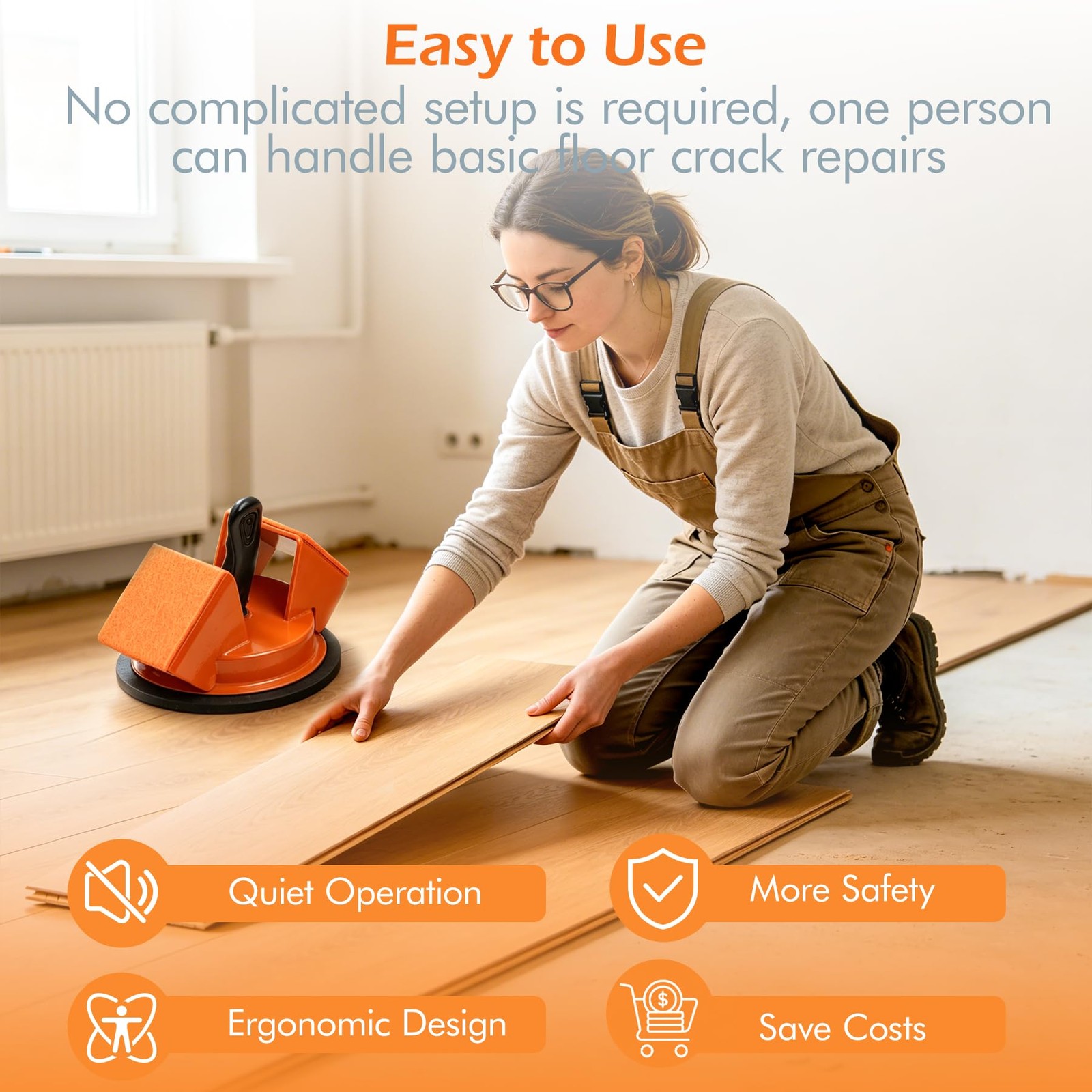 Floor Gap Fixer Tool with 45° Striking Surface, Heavy Duty Floor Gap Repair T…