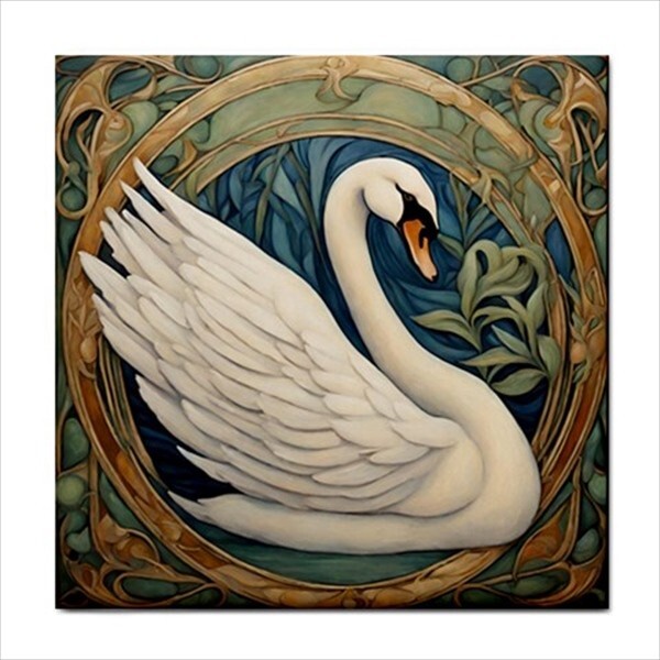 Swan Ceramic Tile Art Nouveau Backsplash Home Decor