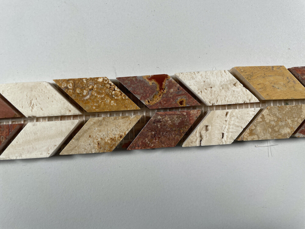B0004P Marble Mosaic Border Listello Accent Tile Arrow Gold 1.2×8.3 Polished