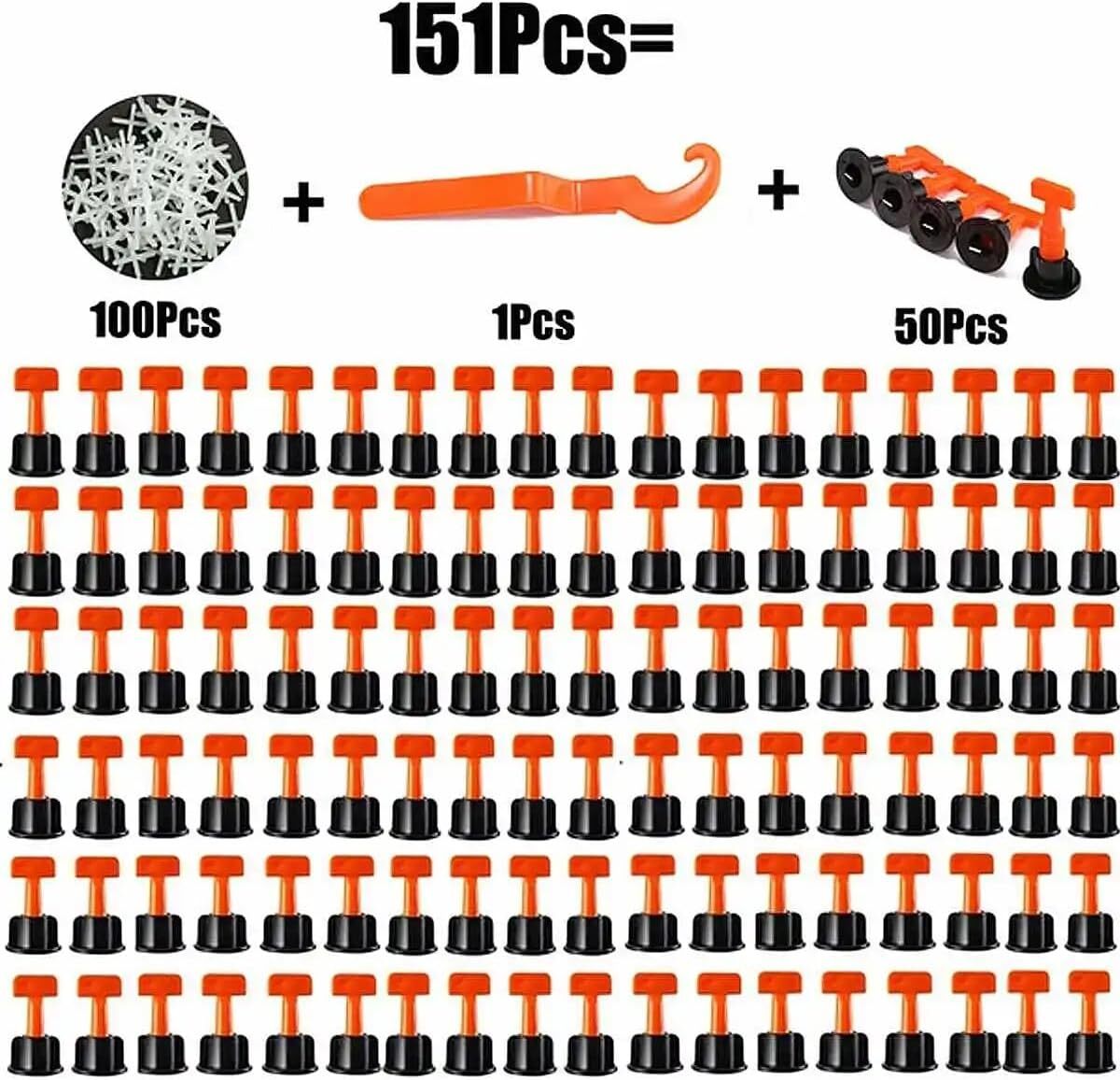 151PCS Tile Leveling System Kit for Floor and Wall Reusable Tile Spacers and
