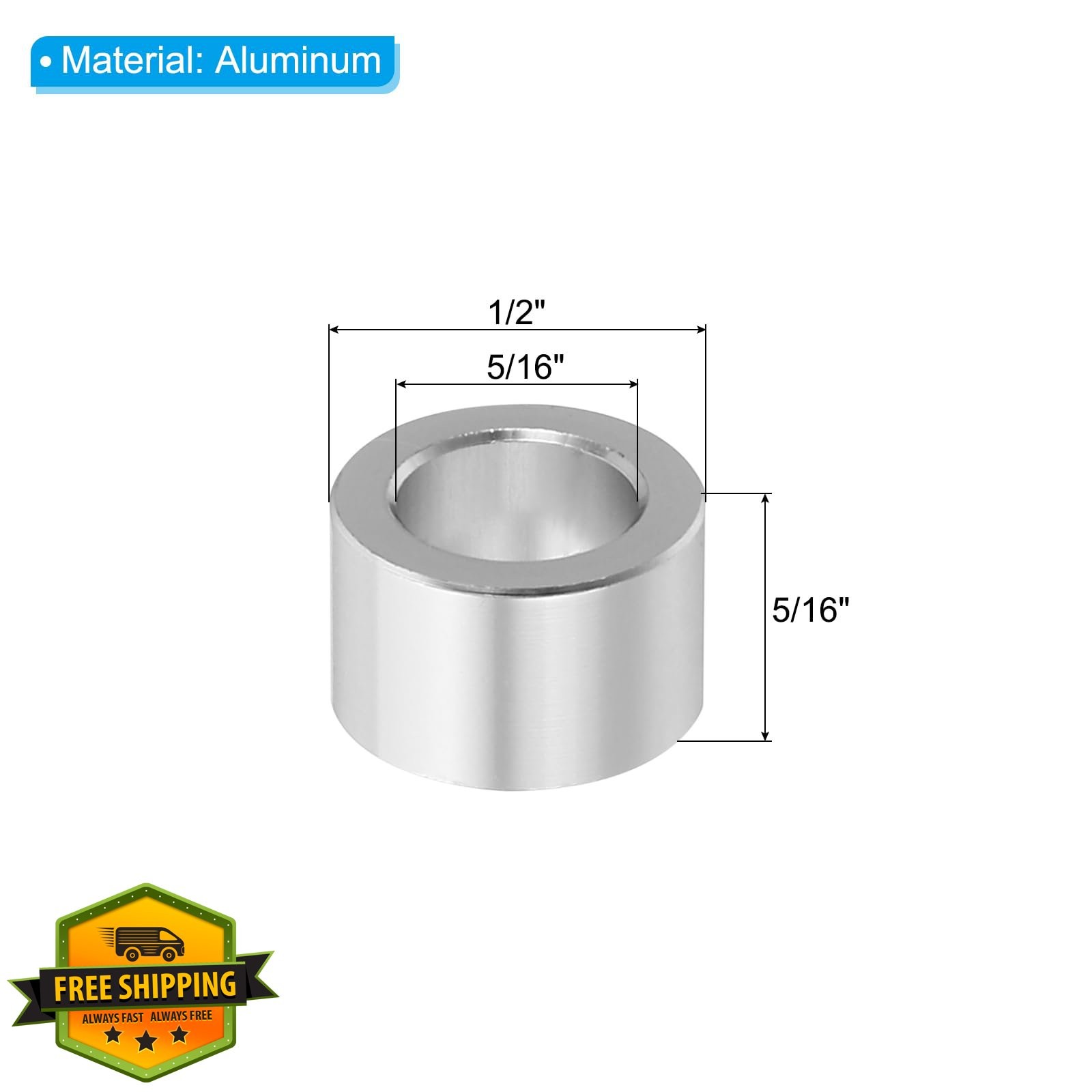 PATIKIL M8 Aluminum Spacers 5/16″ Silver 5 Pcs