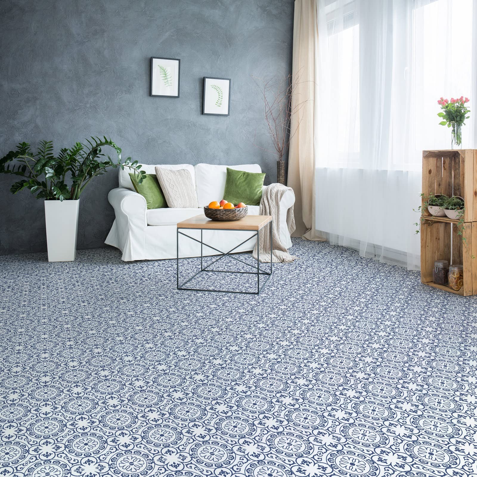 Peel-Stick Floor Tiles 8×8 Inches Self-Adhesive DIY Vinyl Flooring